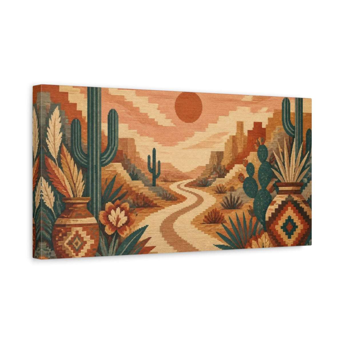 Side Mockup 3. Boho Desert Road shown as canvas print
