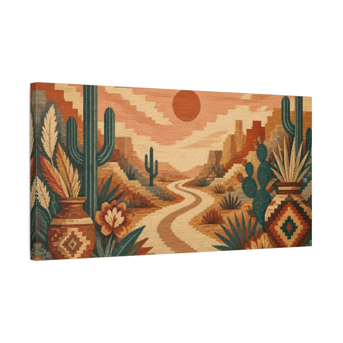 Side Mockup 1. Boho Desert Road shown as canvas print