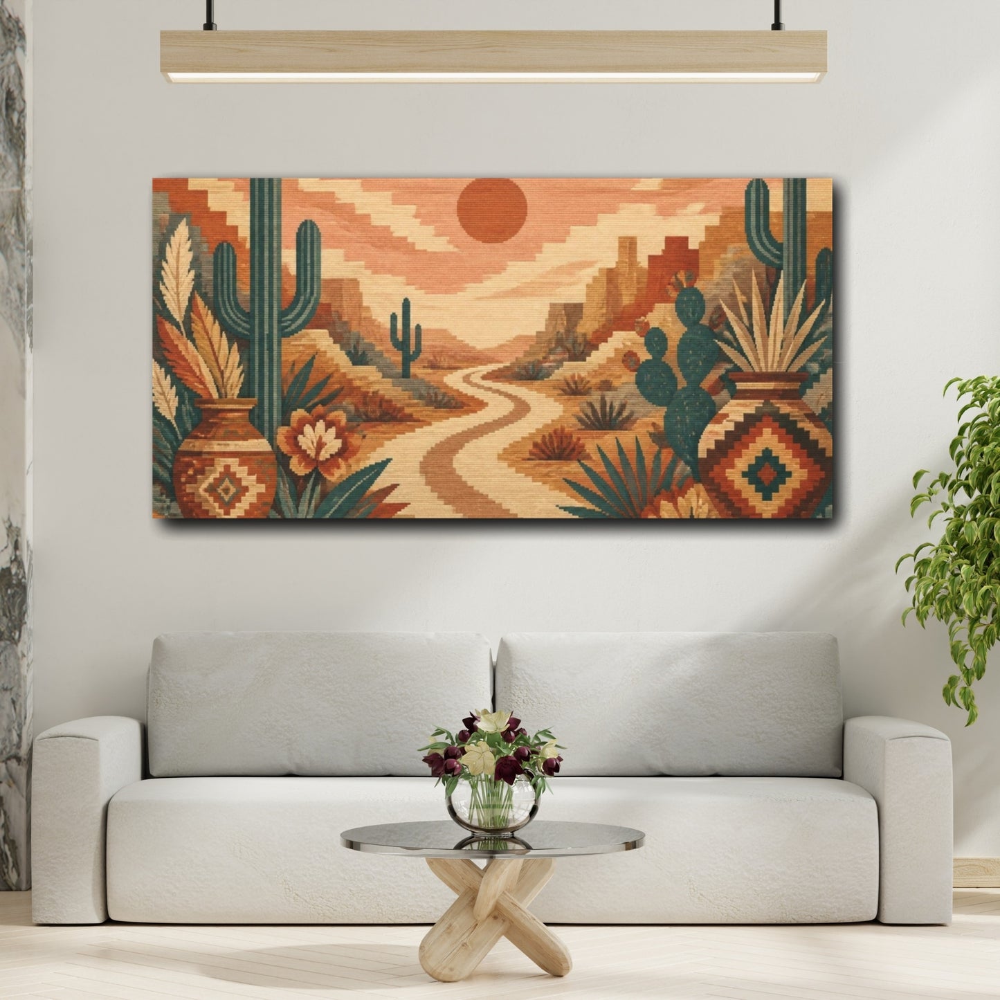 Mockup 2. Boho Desert Road shown as canvas print