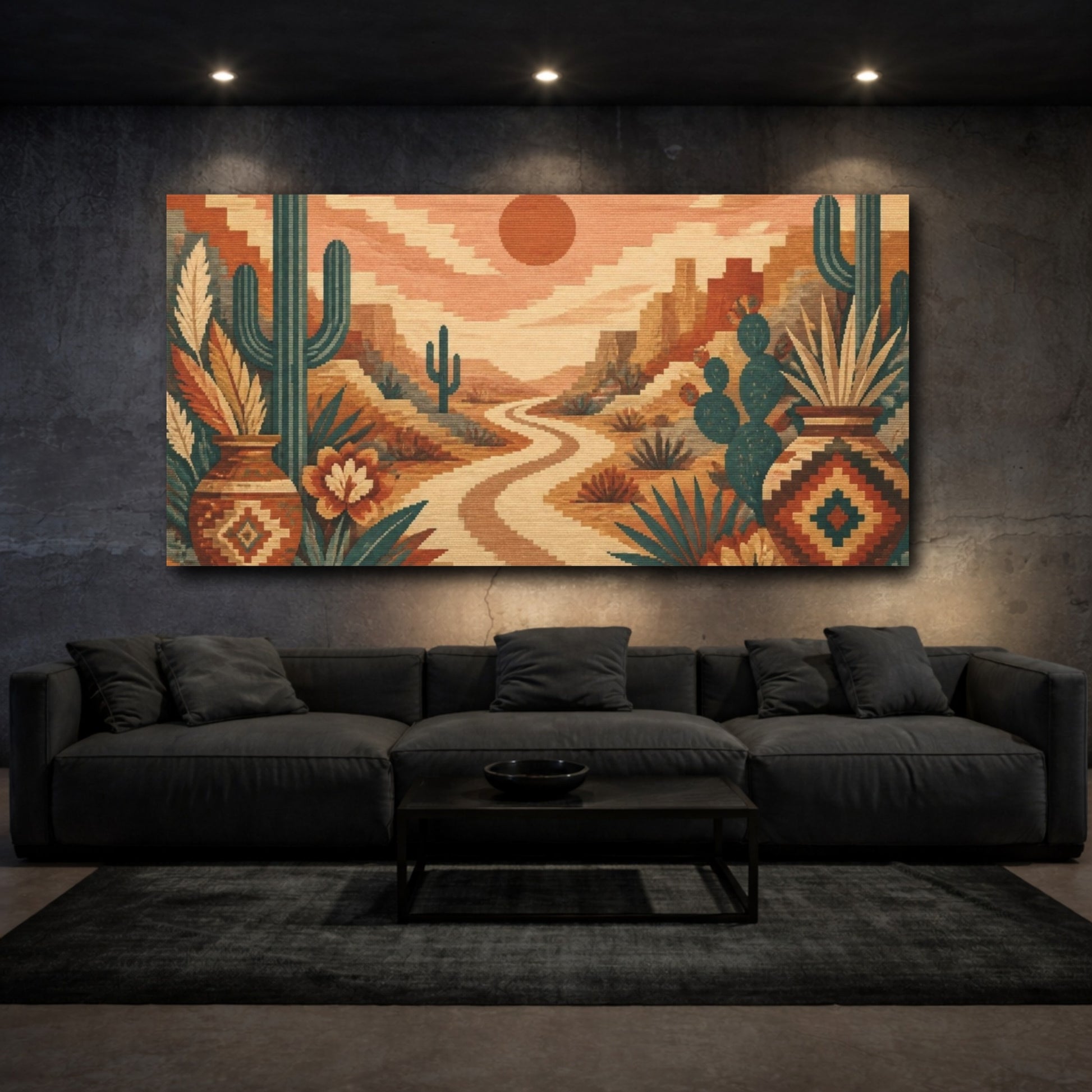 Mockup 3. Boho Desert Road shown as canvas print