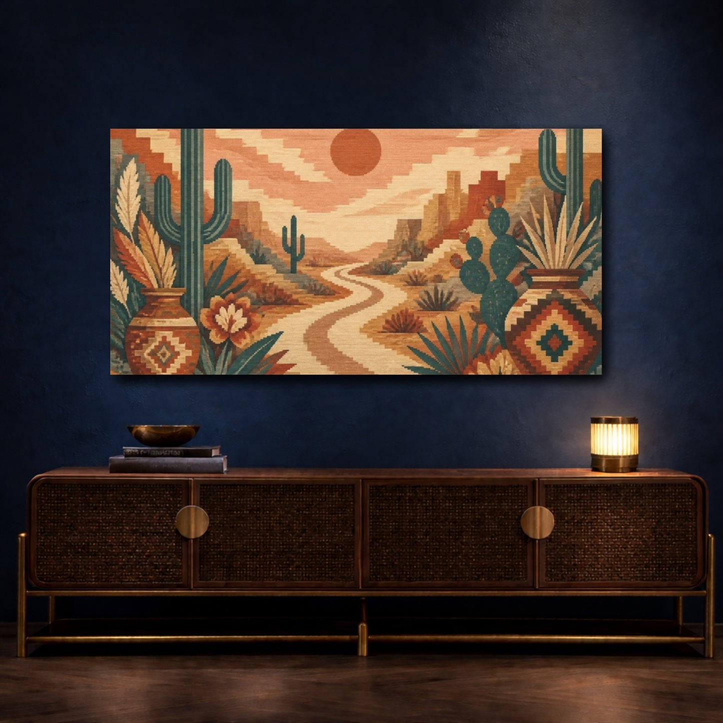 Mockup 4. Boho Desert Road shown as canvas print