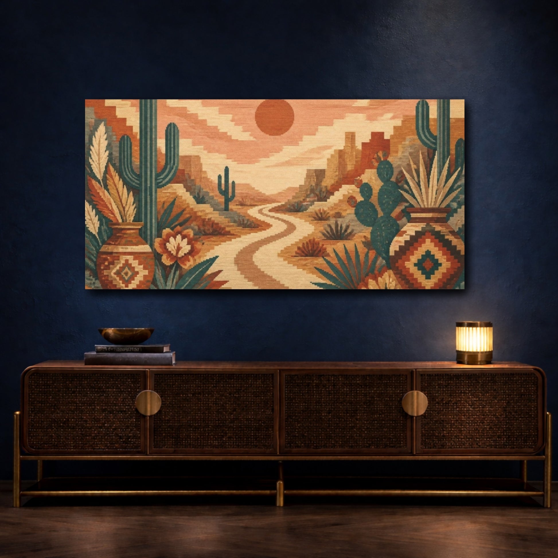 Mockup 4. Boho Desert Road shown as canvas print