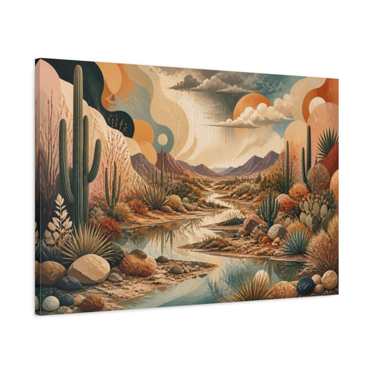 Main Mockup. Boho Desert Stream shown as canvas print