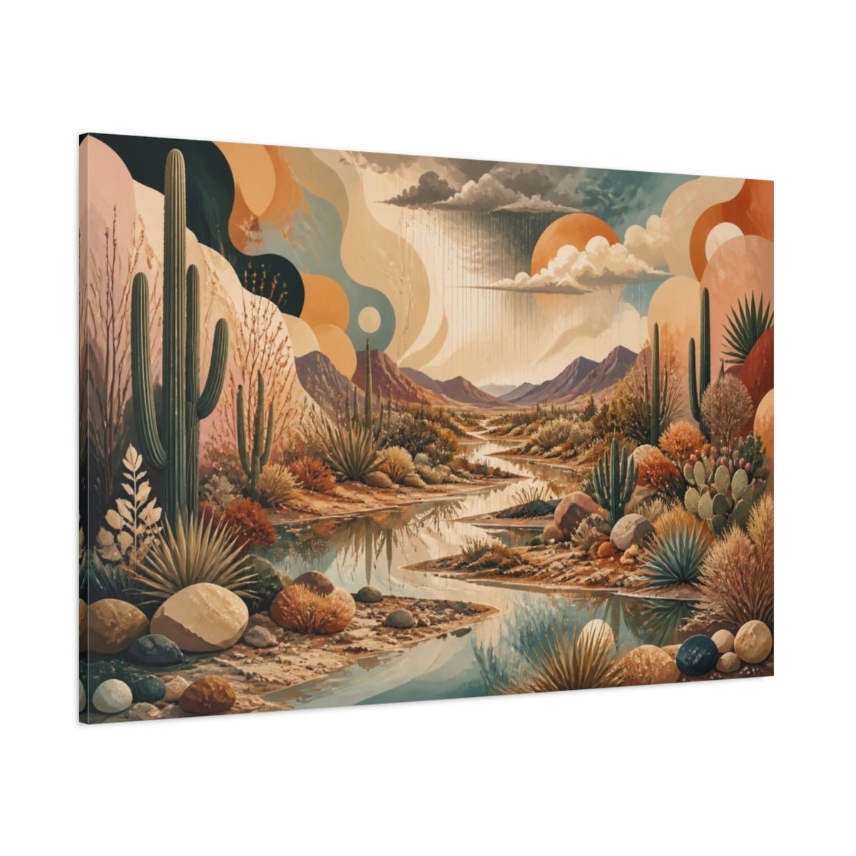Boho Desert Stream Canvas Print – Living Room, Above Fireplace - YesArtYes