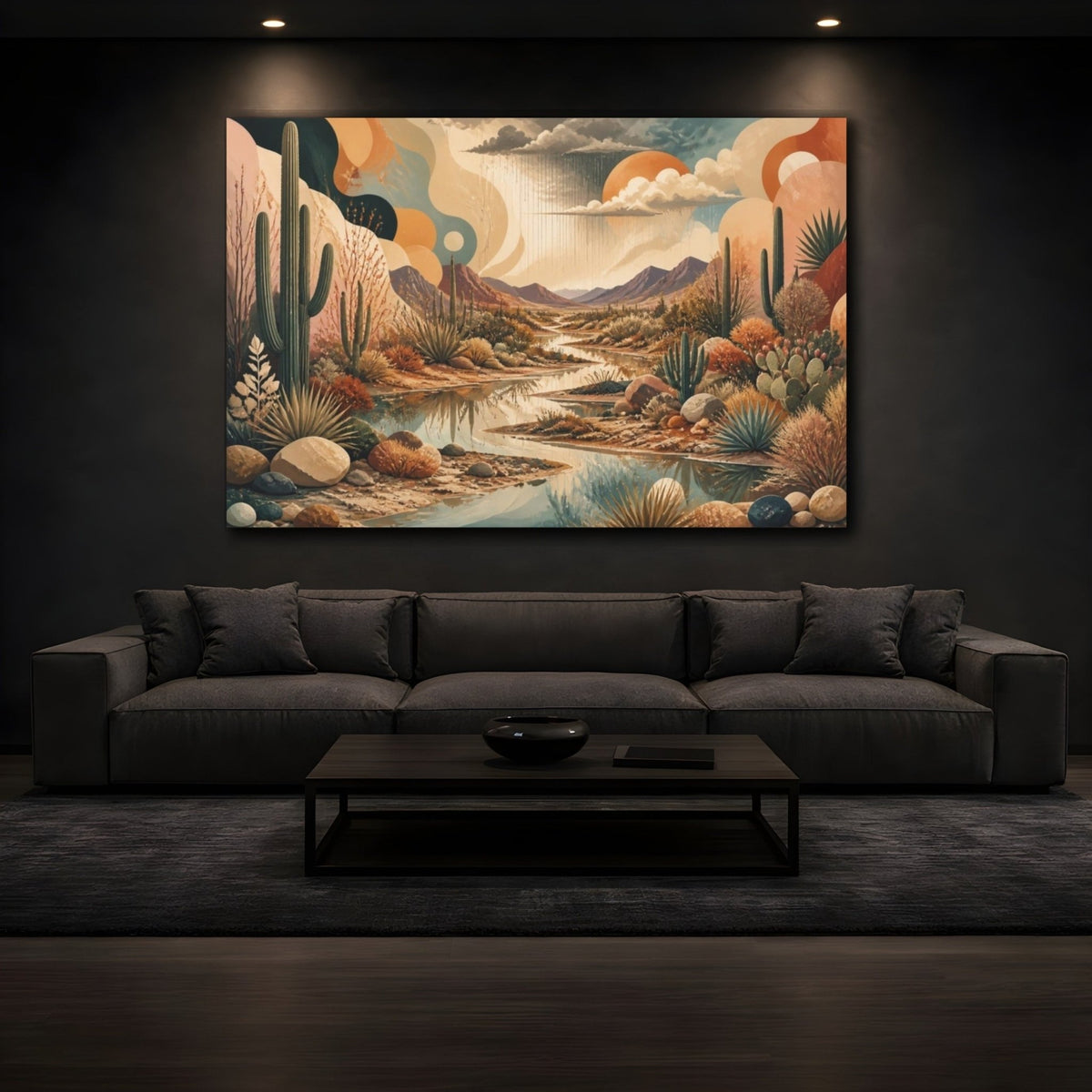 Boho Desert Stream Canvas Print – Living Room, Above Fireplace - YesArtYes