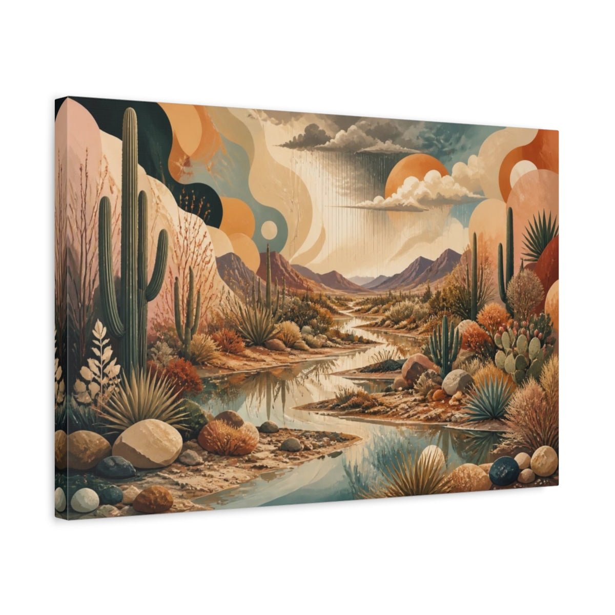Boho Desert Stream Canvas Print – Living Room, Above Fireplace - YesArtYes