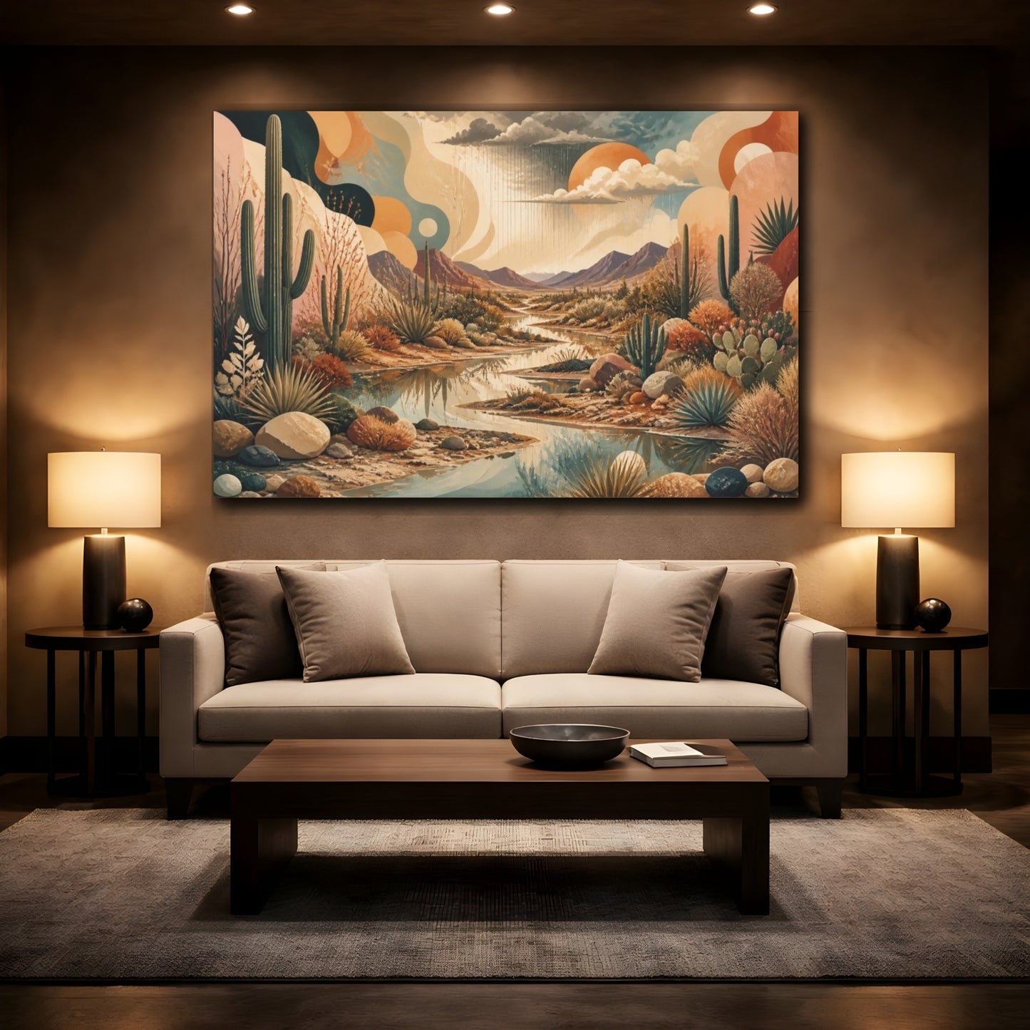 Mockup 2. Boho Desert Stream shown as canvas print