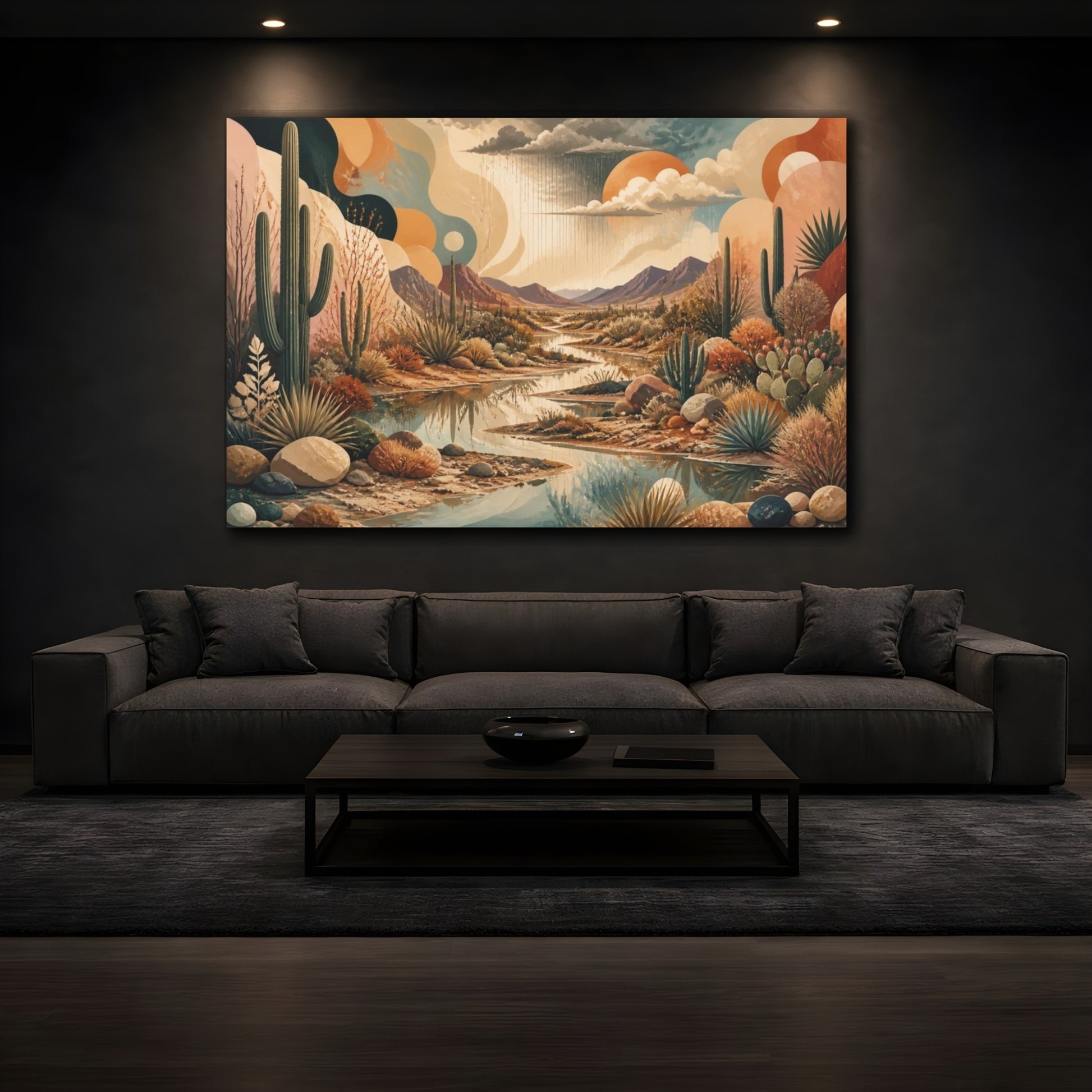Mockup 3. Boho Desert Stream shown as canvas print