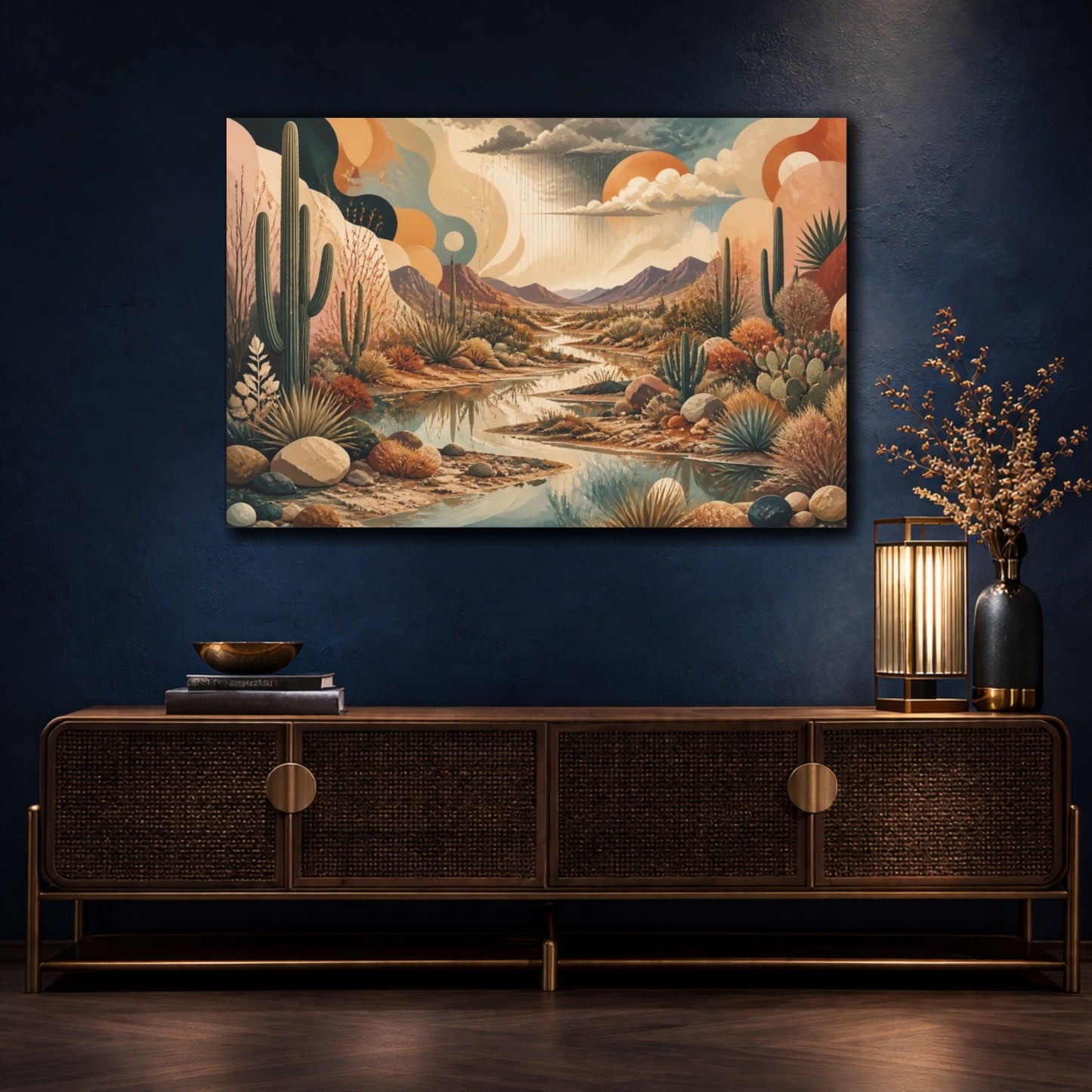 Mockup 4. Boho Desert Stream shown as canvas print