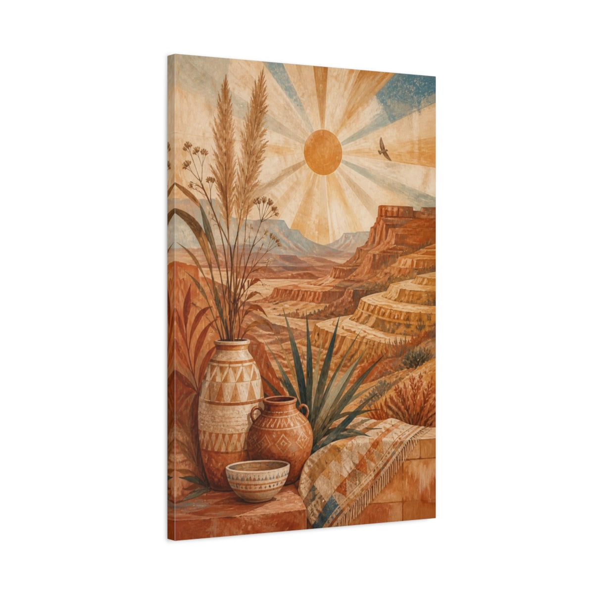 Main Mockup. Boho Desert Sun shown as canvas print