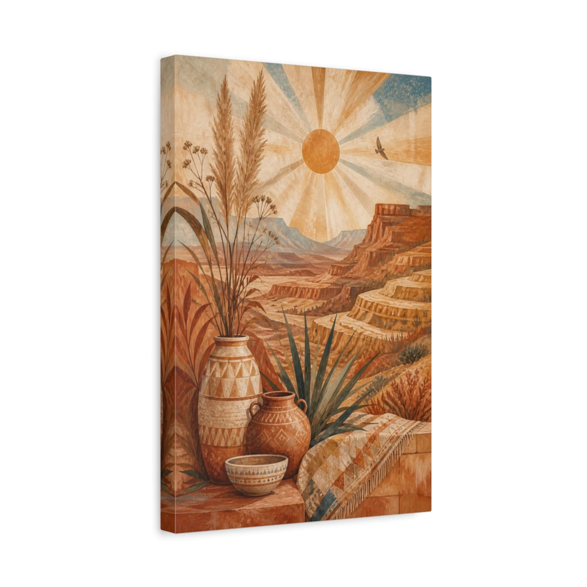 Side Mockup 4. Boho Desert Sun shown as canvas print
