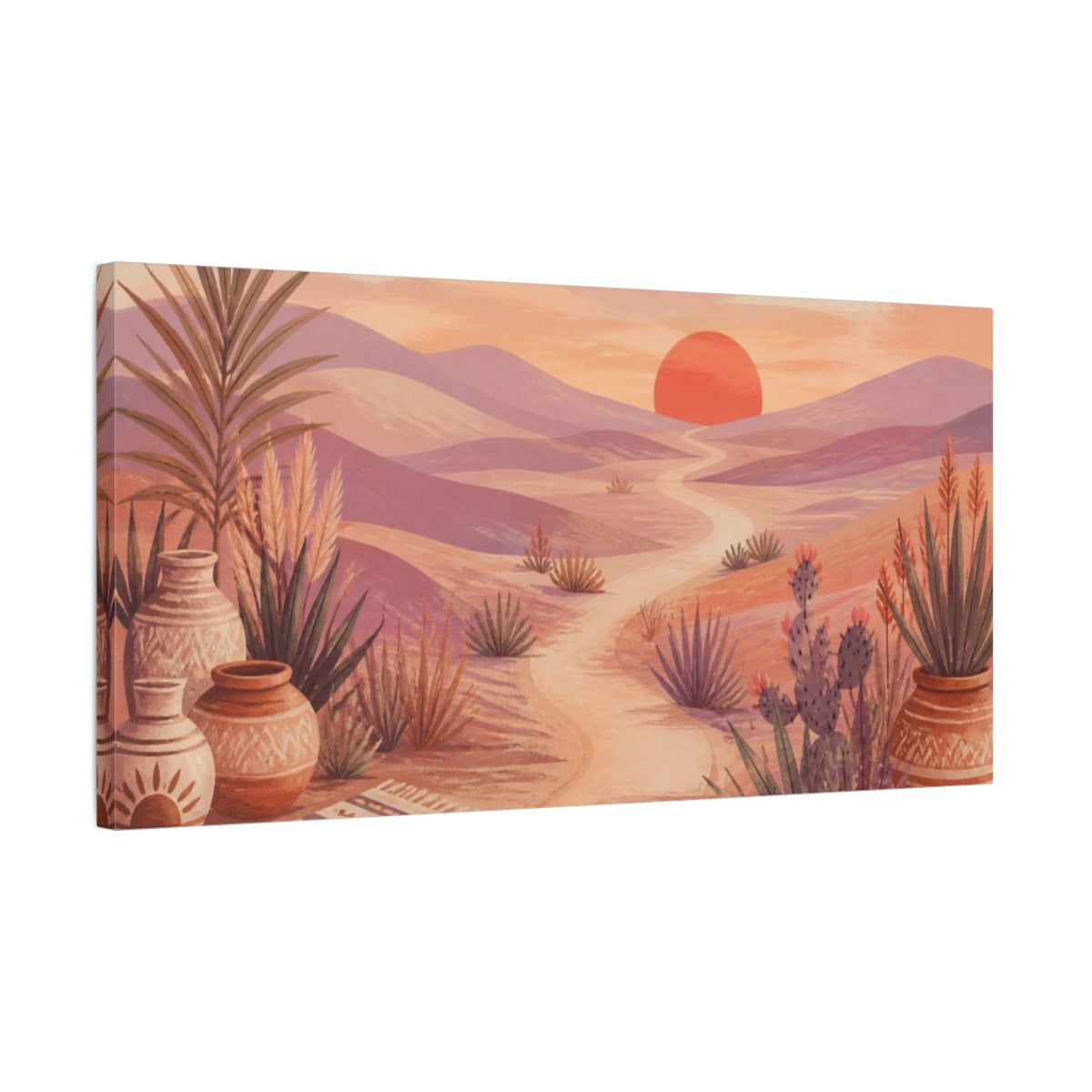 Side Mockup 1. Boho Desert Sunset Path shown as canvas print