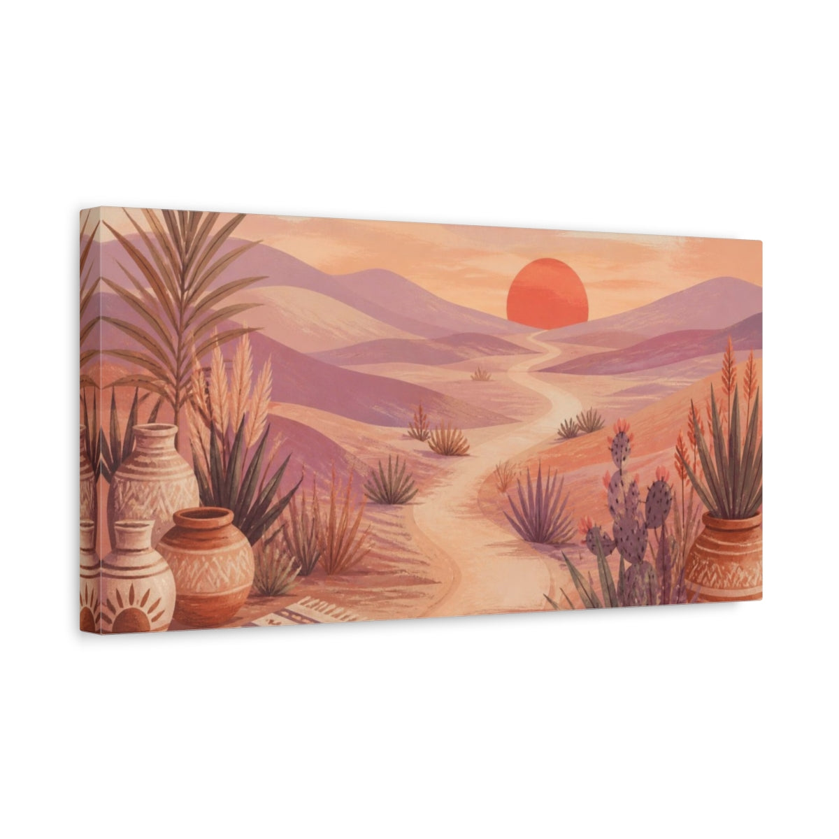 Side Mockup 3. Boho Desert Sunset Path shown as canvas print