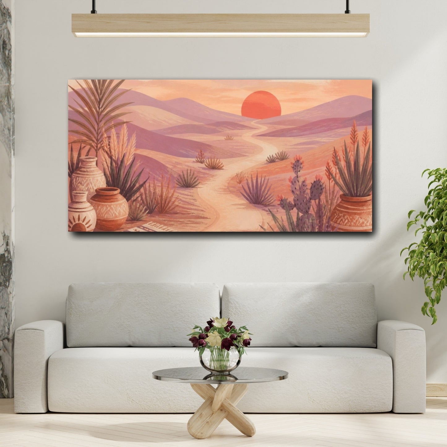 Mockup 2. Boho Desert Sunset Path shown as canvas print