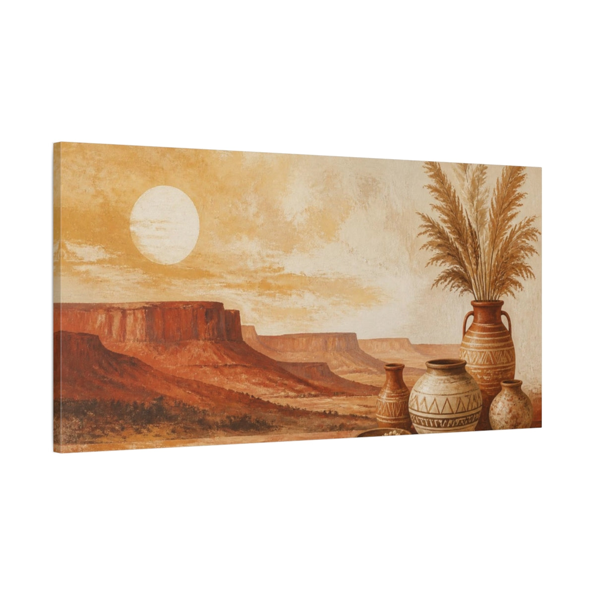 Main Mockup. Boho Desert Vases shown as canvas print