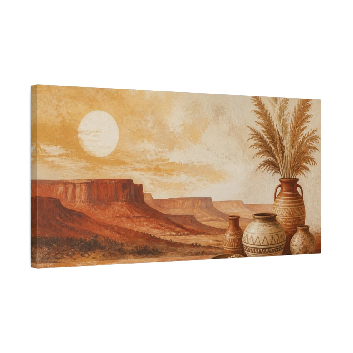 Side Mockup 1. Boho Desert Vases shown as canvas print