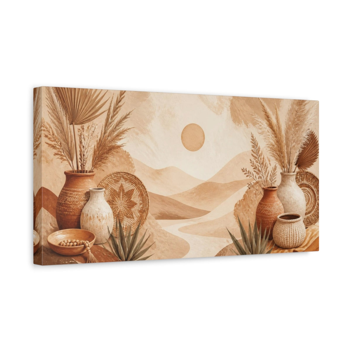 Side Mockup 3. Boho Desert Vases shown as canvas print