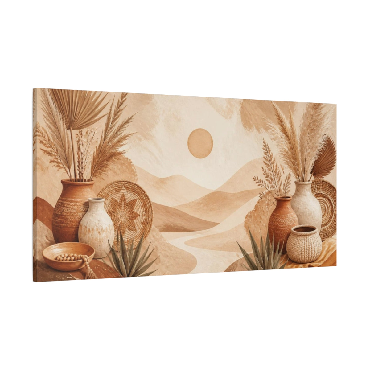 Side Mockup 2. Boho Desert Vases shown as canvas print