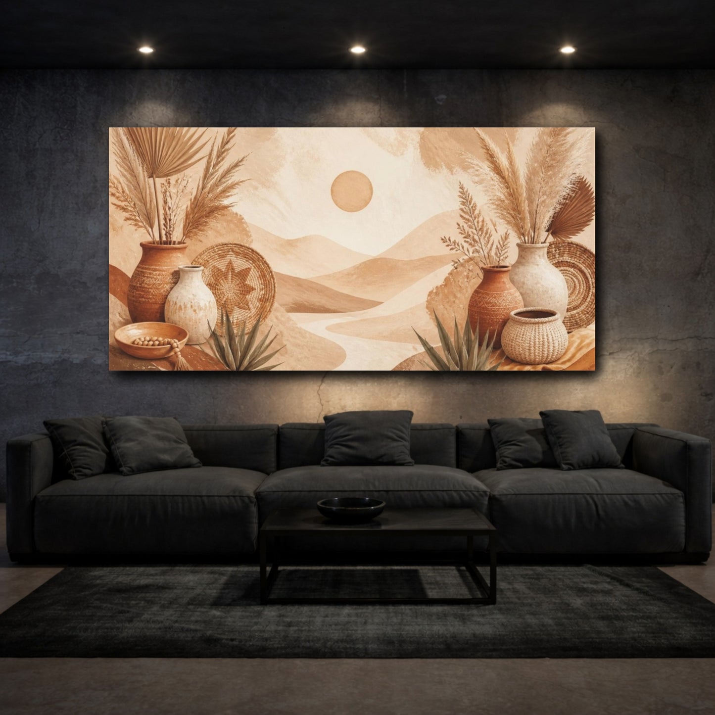 Mockup 3. Boho Desert Vases shown as canvas print