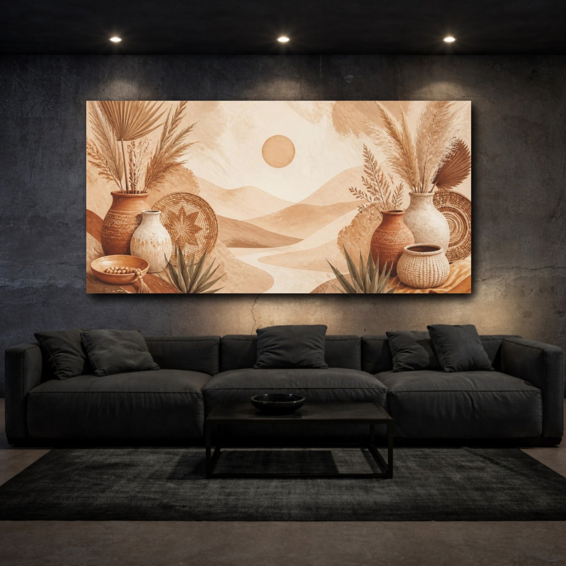 Mockup 3. Boho Desert Vases shown as canvas print
