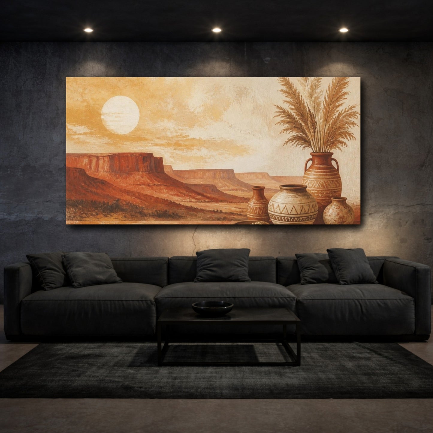 Mockup 3. Boho Desert Vases shown as canvas print