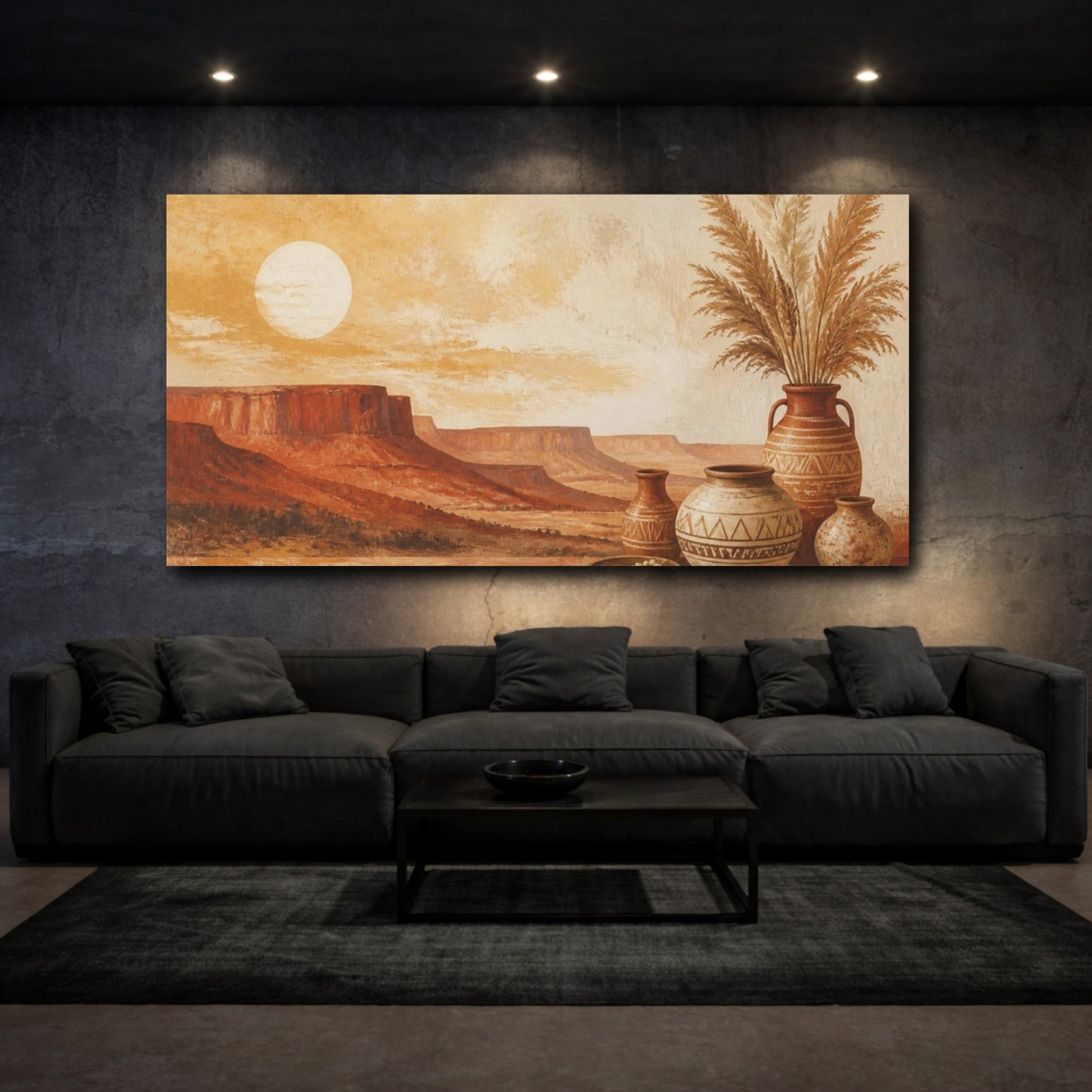 Mockup 3. Boho Desert Vases shown as canvas print