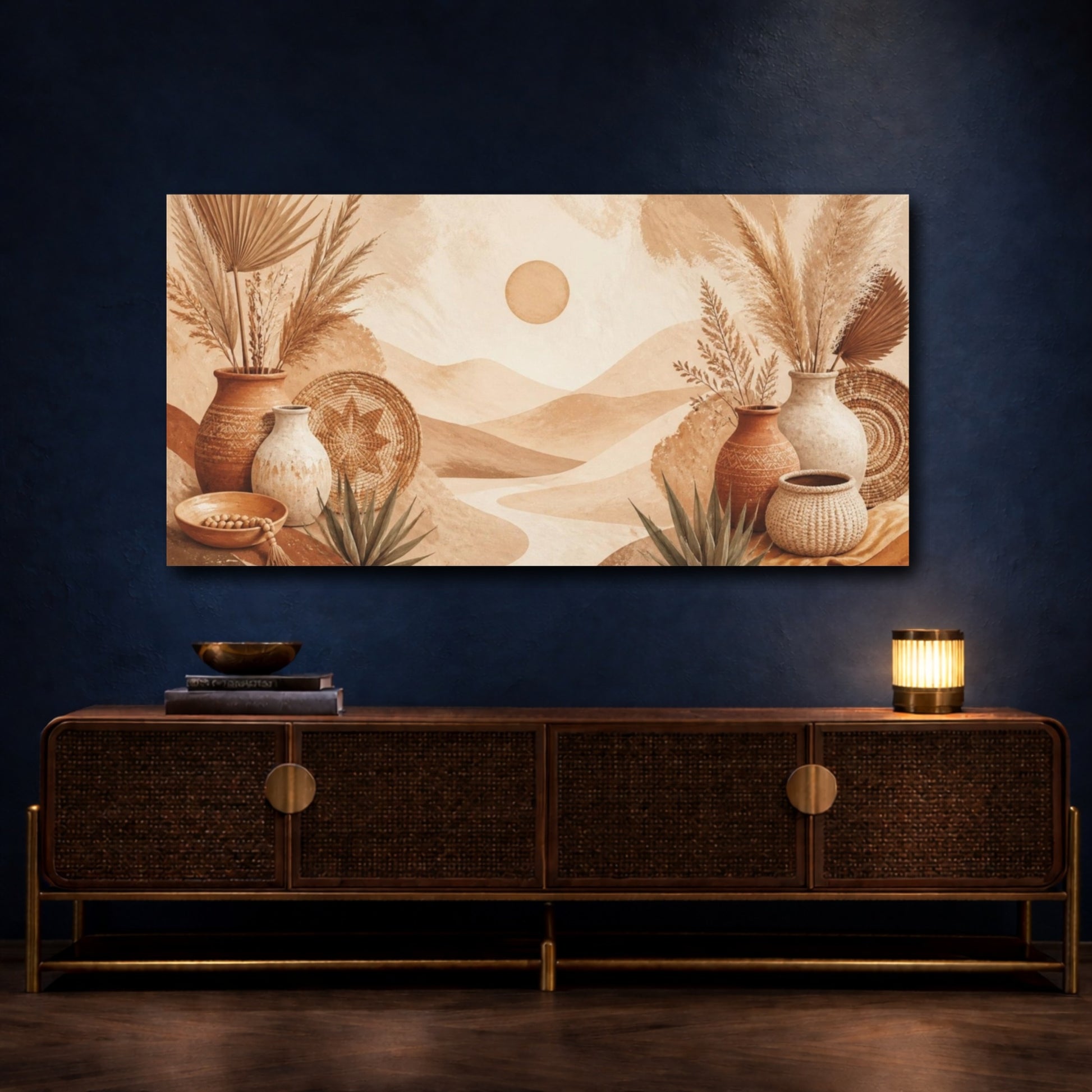 Mockup 4. Boho Desert Vases shown as canvas print
