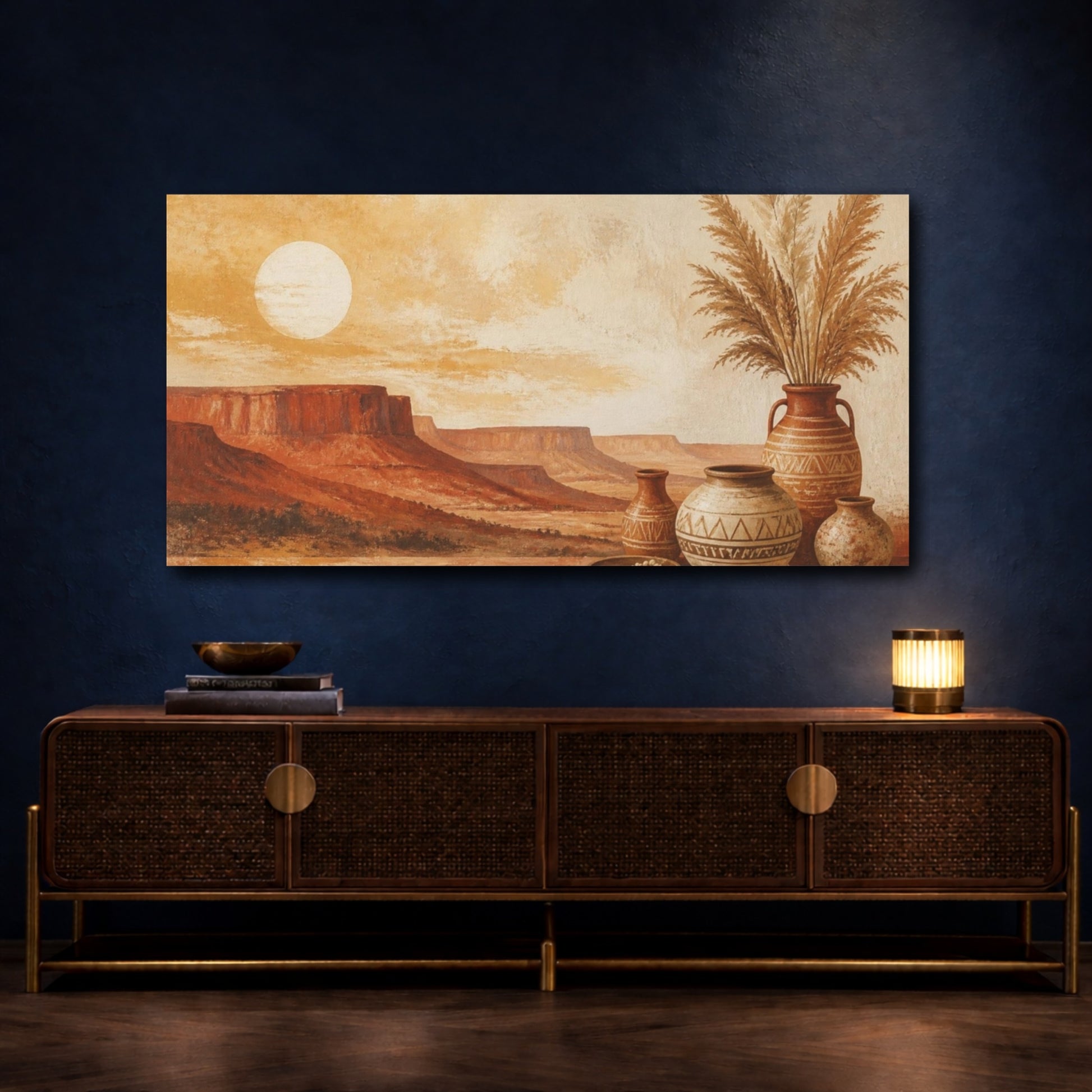 Mockup 4. Boho Desert Vases shown as canvas print