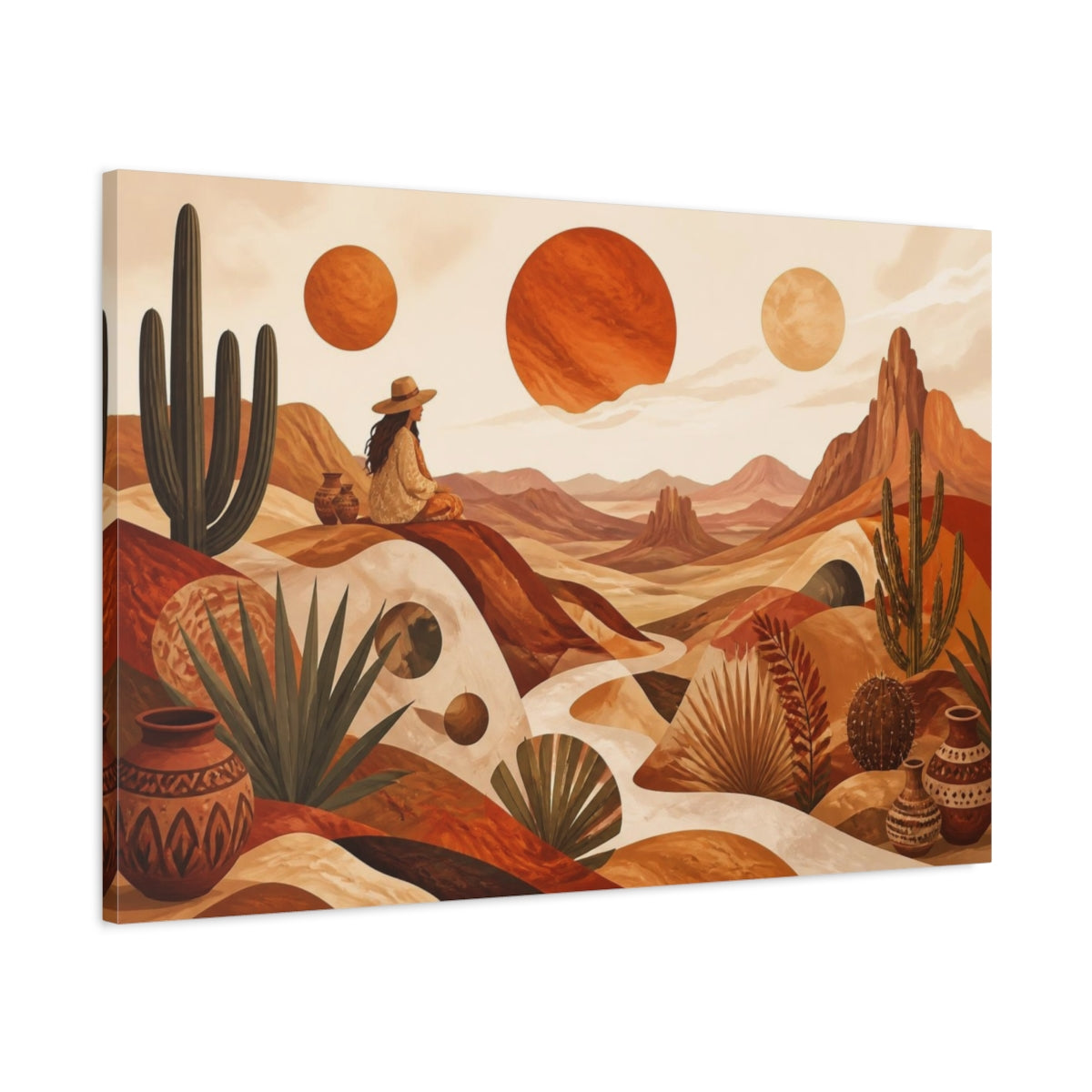 Main Mockup. Boho Desert Woman shown as canvas print
