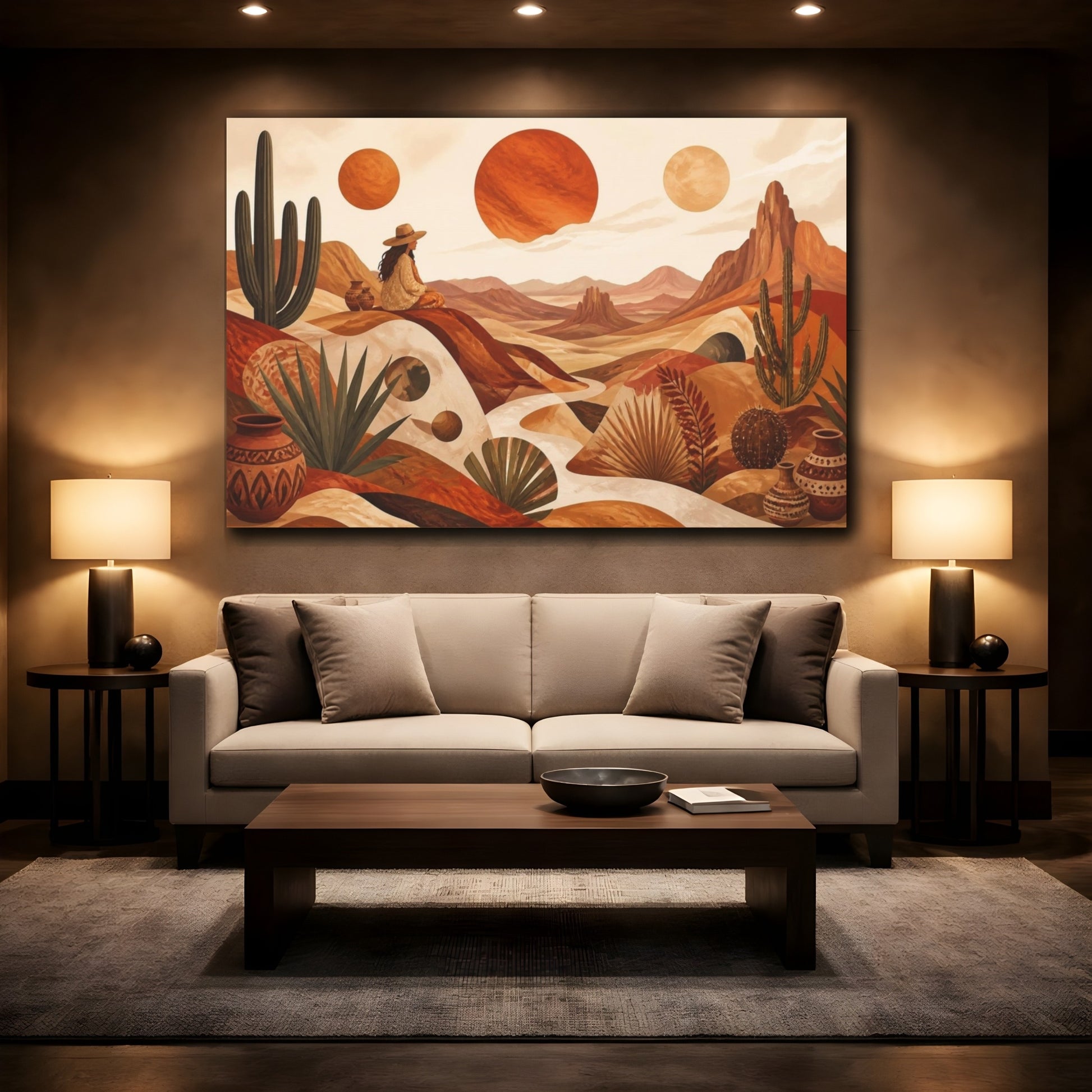 Mockup 2. Boho Desert Woman shown as canvas print