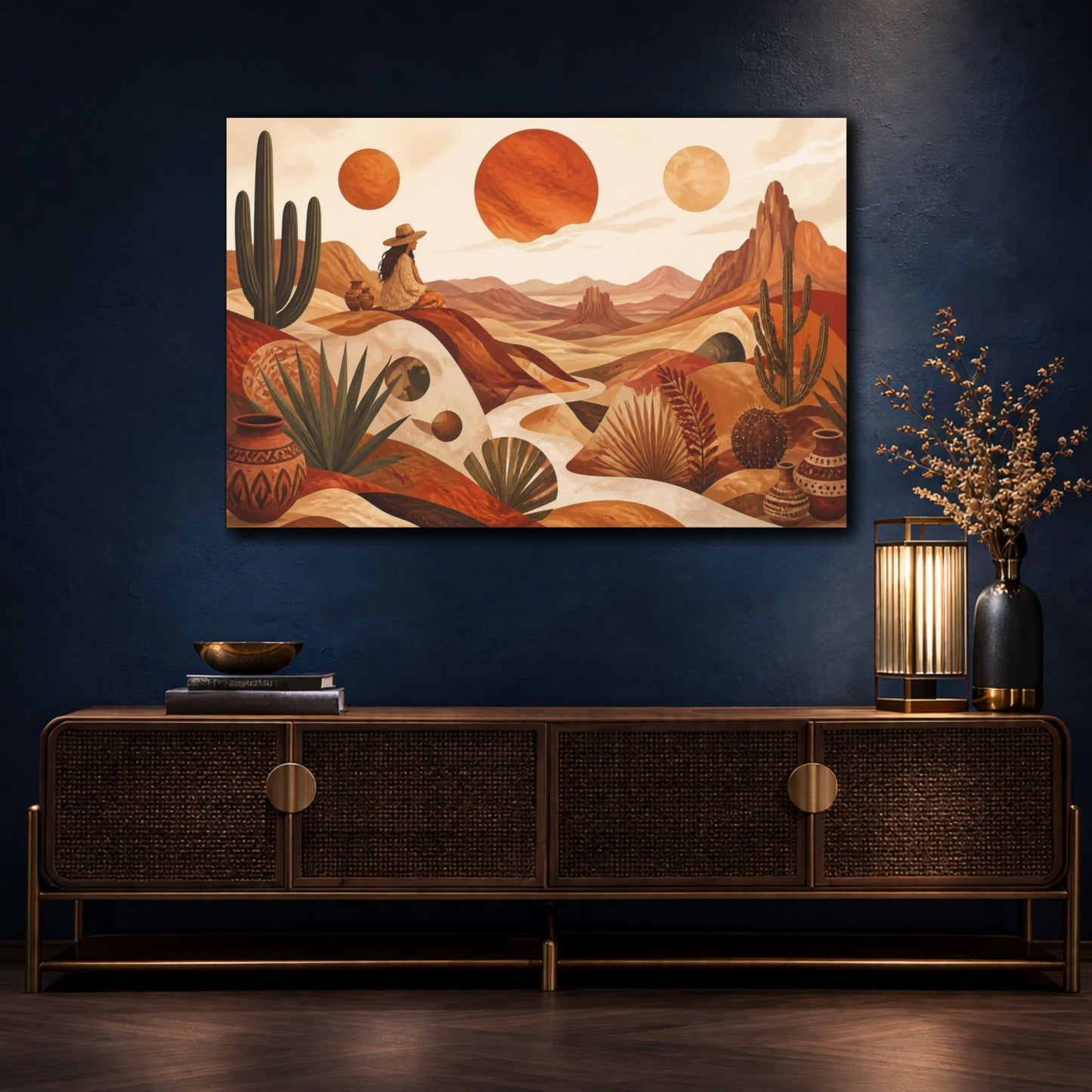Mockup 4. Boho Desert Woman shown as canvas print