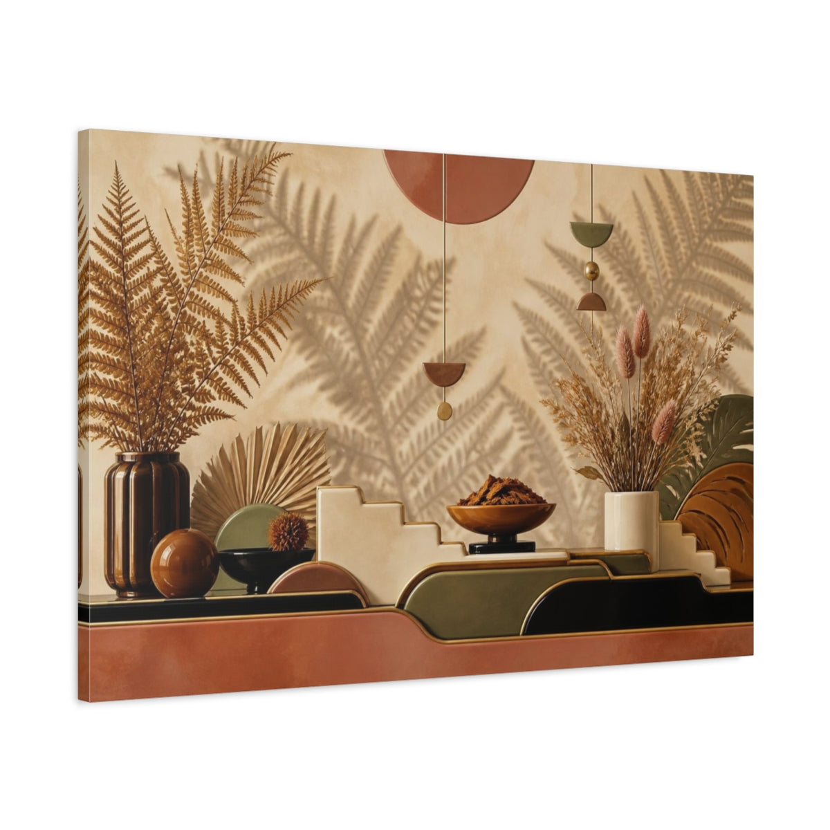 Main Mockup. Boho Dried Fern Vignette shown as canvas print