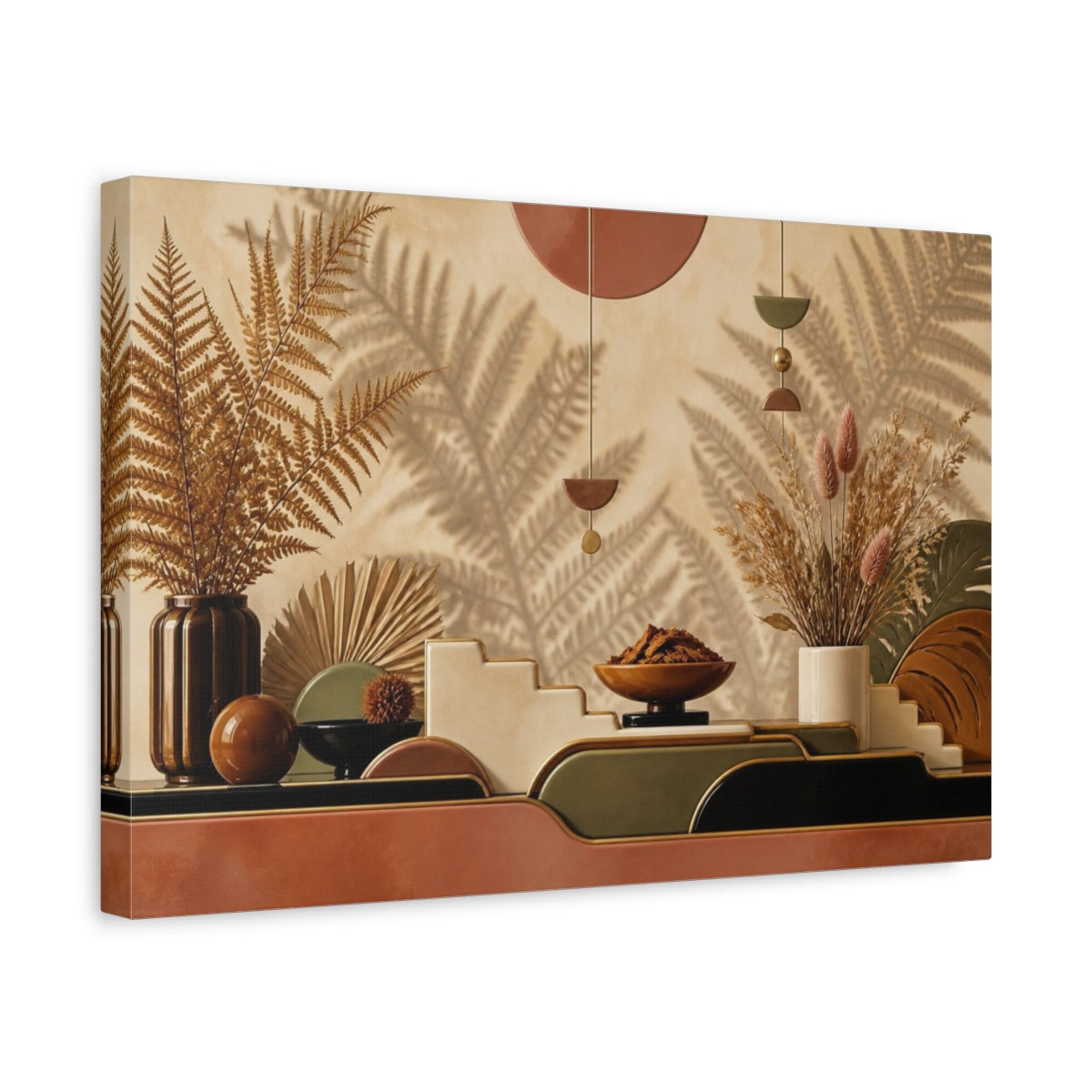 Side Mockup 4. Boho Dried Fern Vignette shown as canvas print