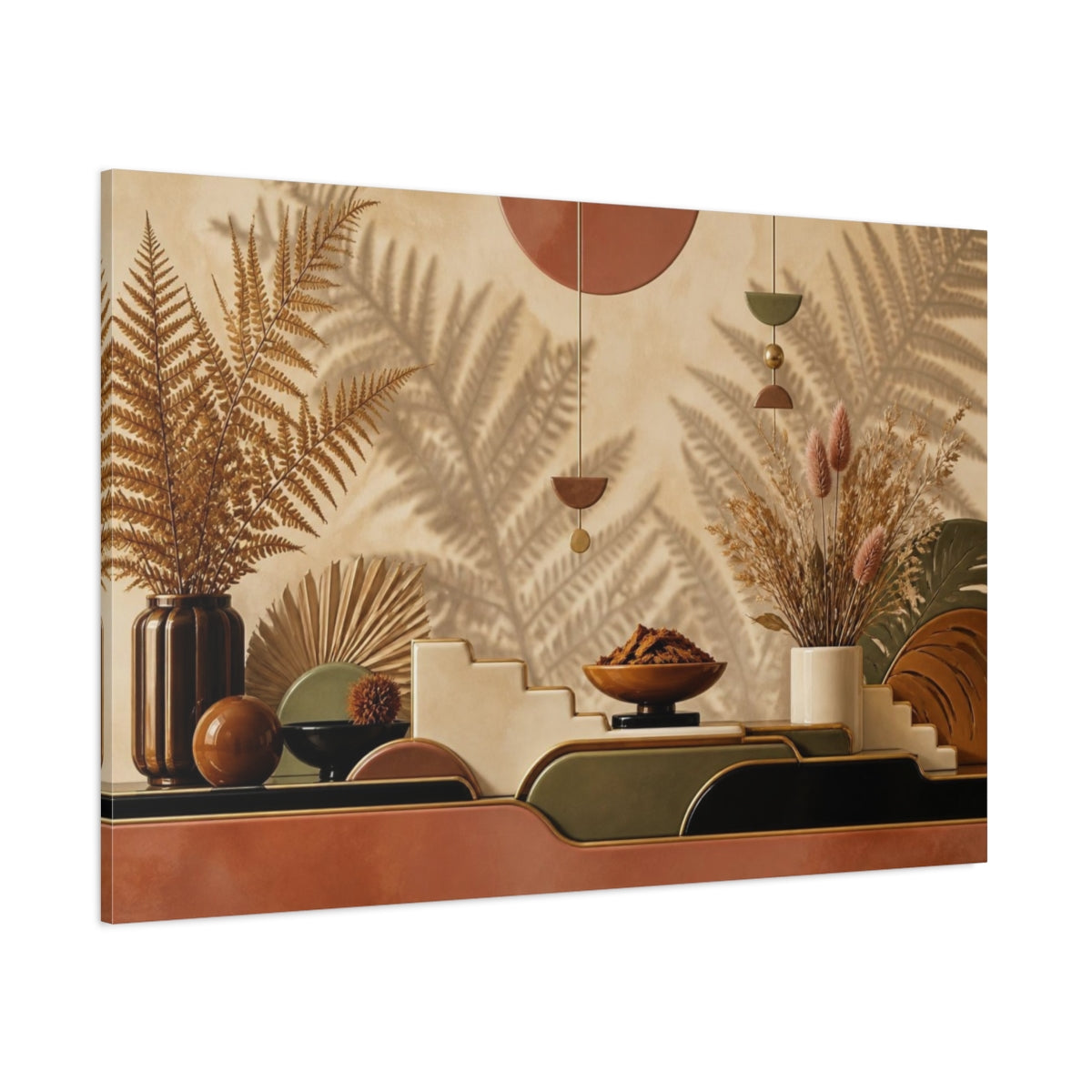Side Mockup 1. Boho Dried Fern Vignette shown as canvas print