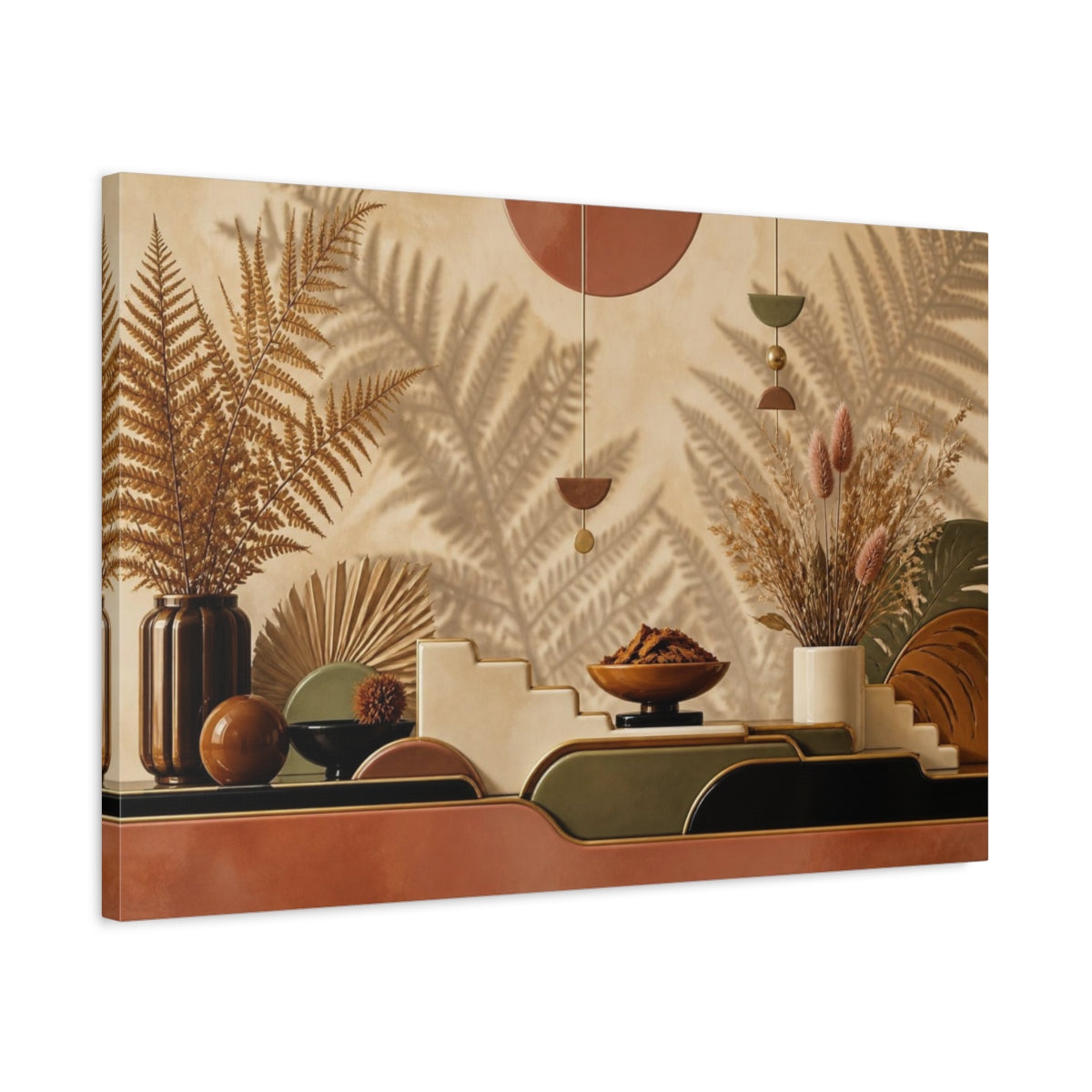 Side Mockup 2. Boho Dried Fern Vignette shown as canvas print