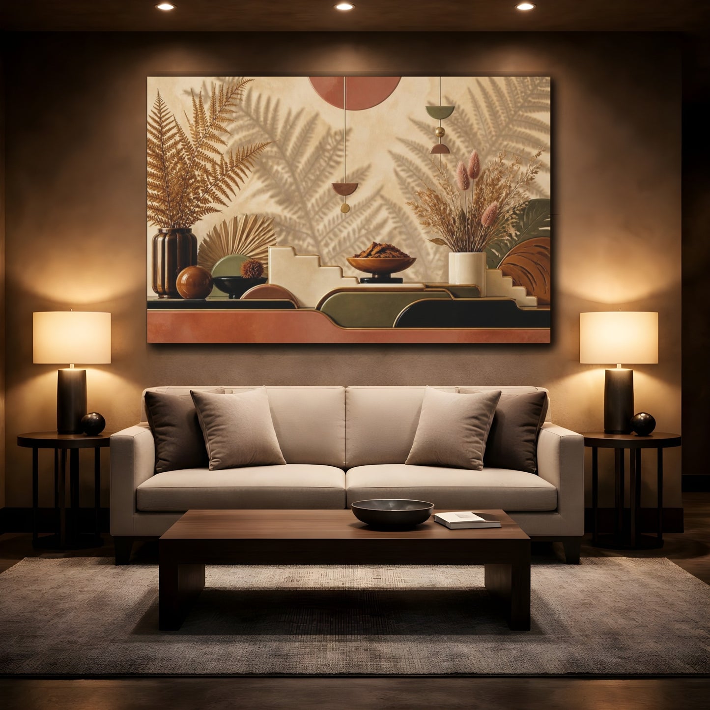 Mockup 2. Boho Dried Fern Vignette shown as canvas print