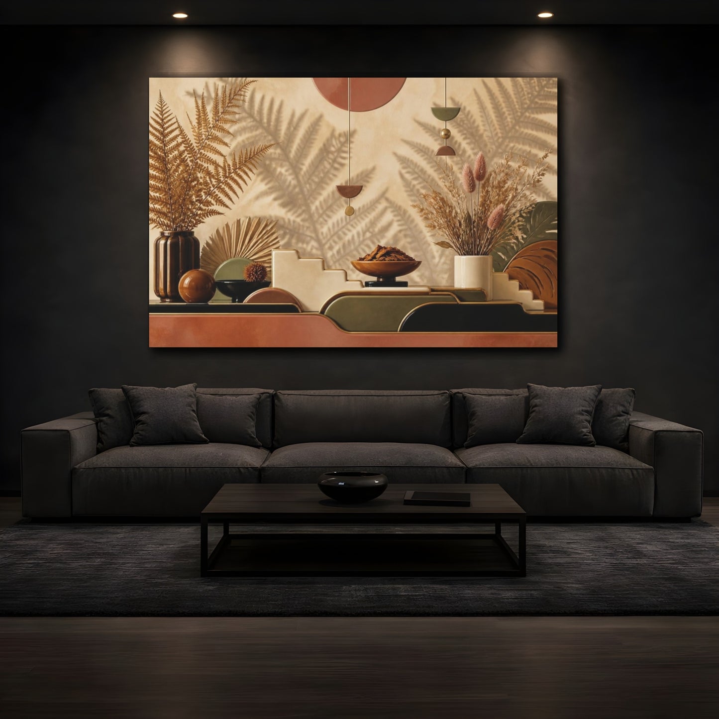 Mockup 3. Boho Dried Fern Vignette shown as canvas print