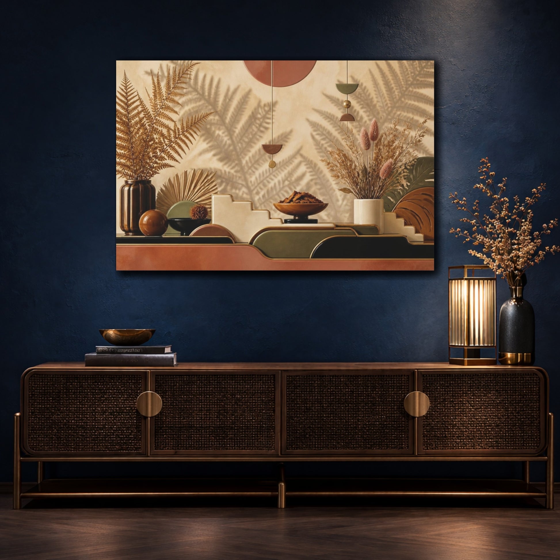 Mockup 4. Boho Dried Fern Vignette shown as canvas print