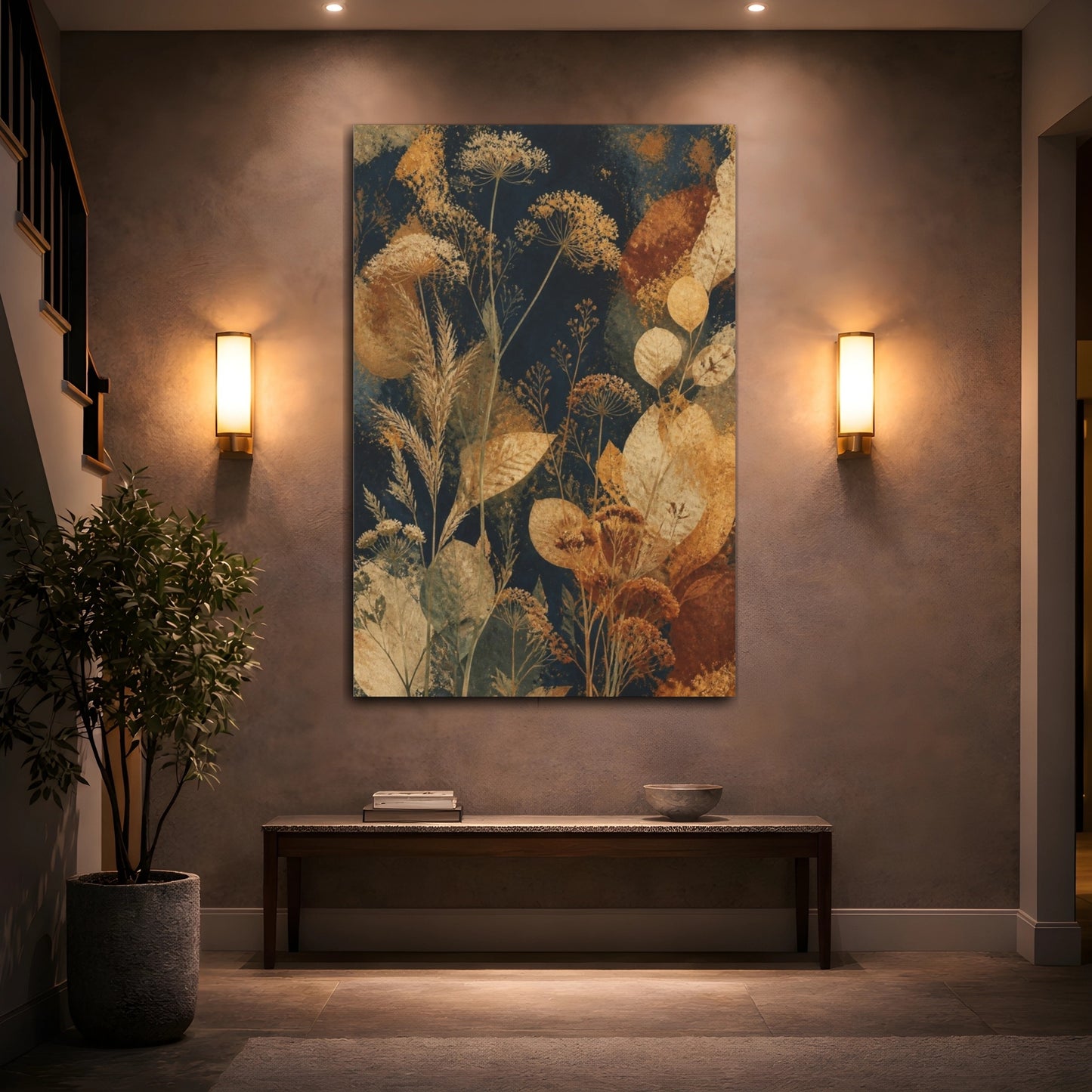 Mockup 2. Boho Dried Flowers shown as canvas print