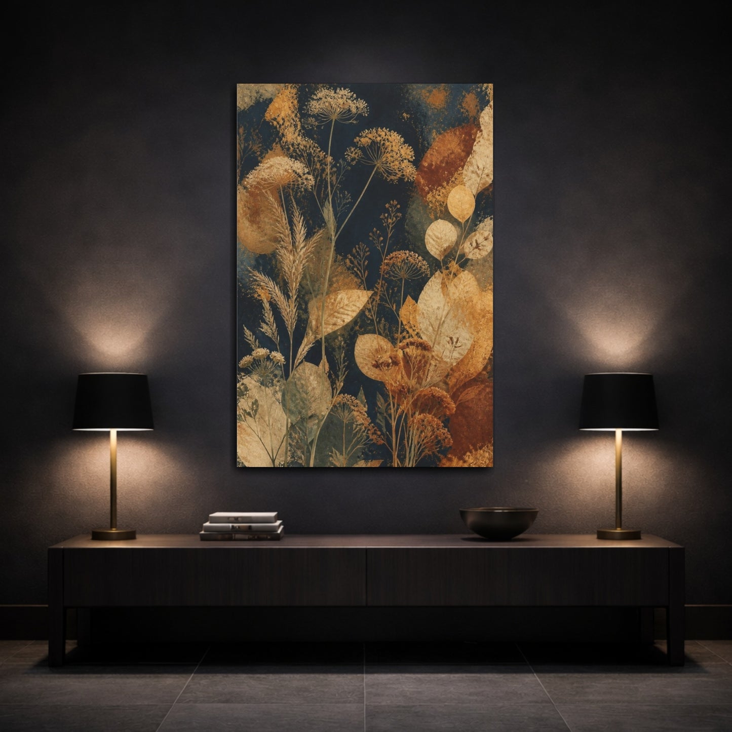 Mockup 3. Boho Dried Flowers shown as canvas print