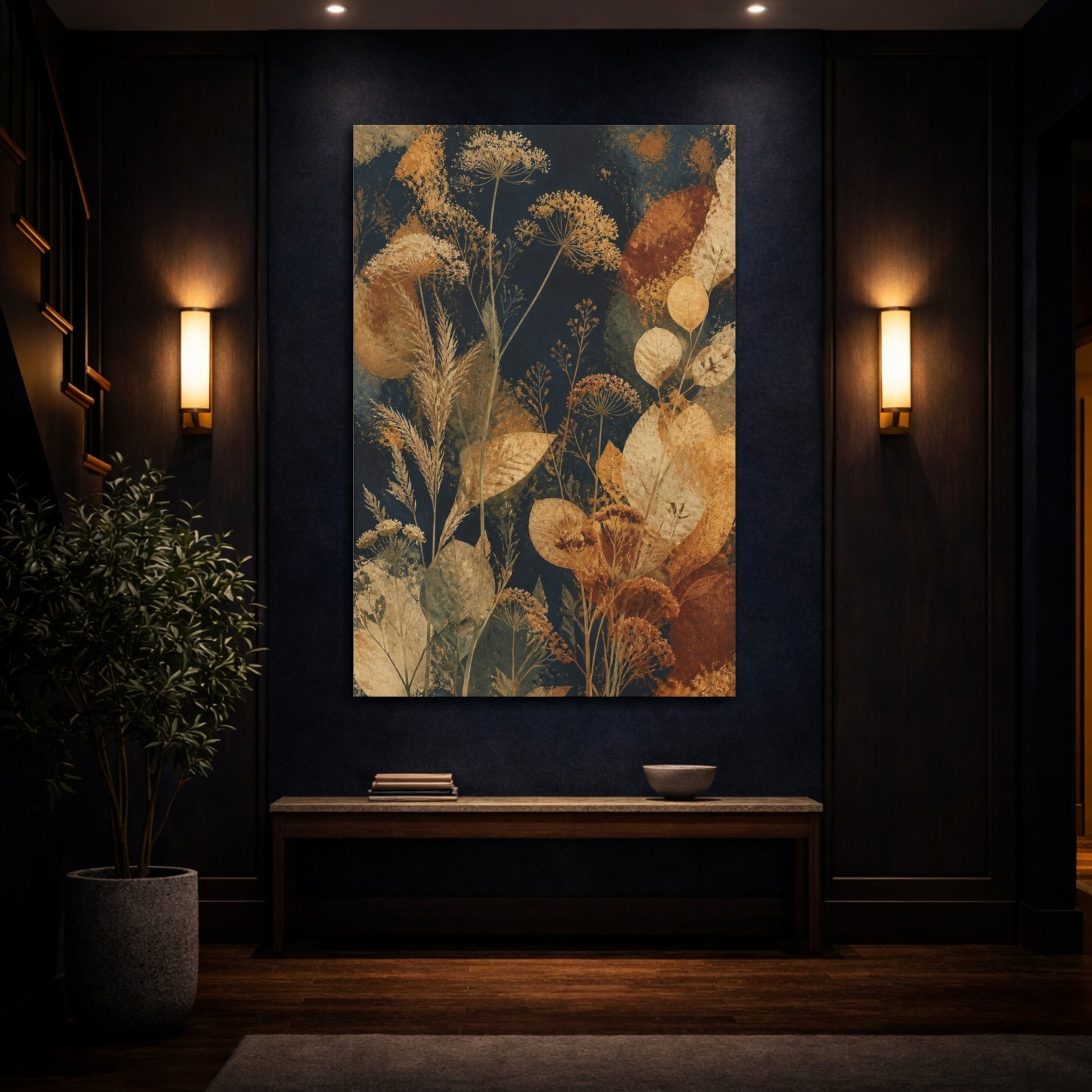 Mockup 4. Boho Dried Flowers shown as canvas print