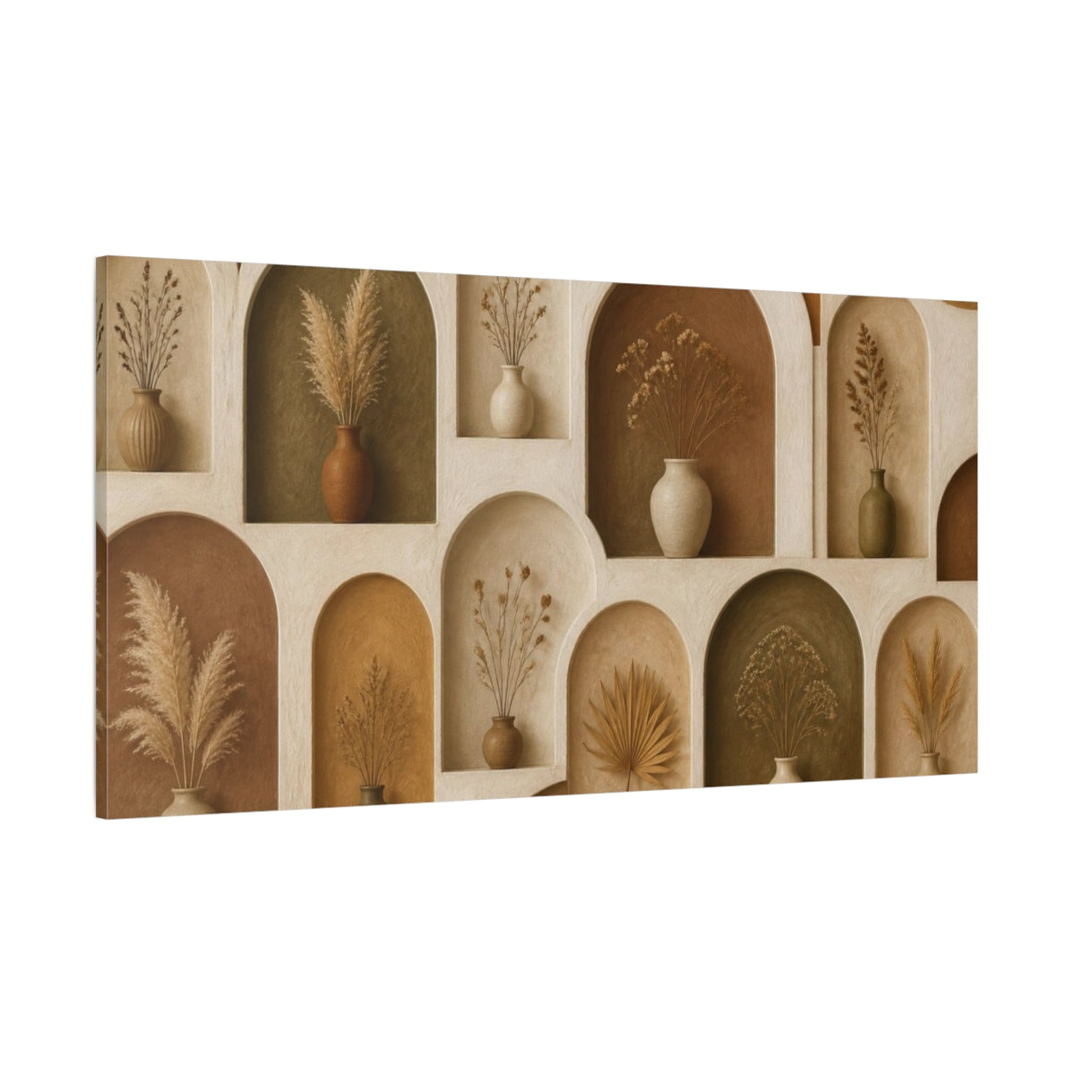 Side Mockup 2. Boho Dried Stem Niches shown as canvas print