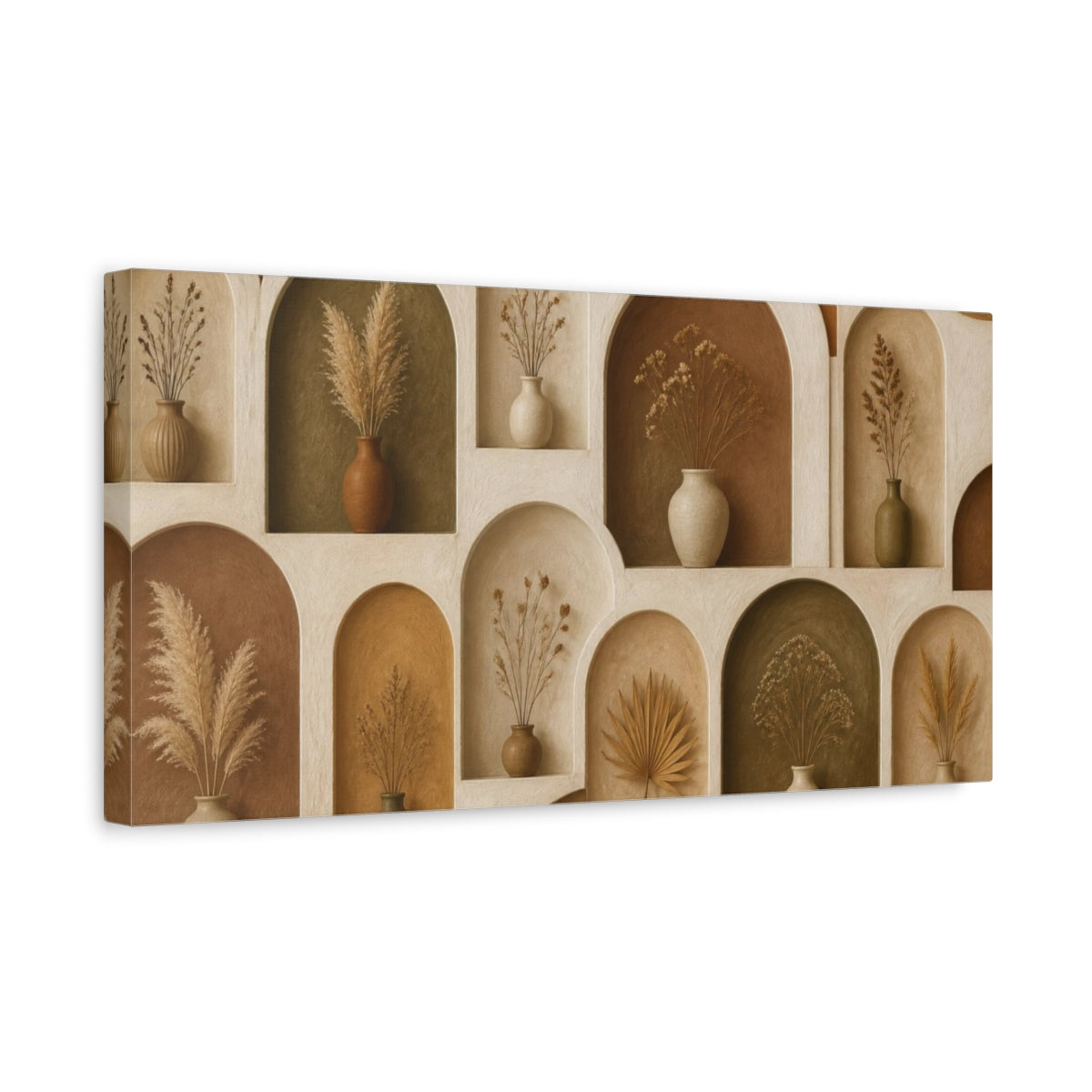 Side Mockup 3. Boho Dried Stem Niches shown as canvas print
