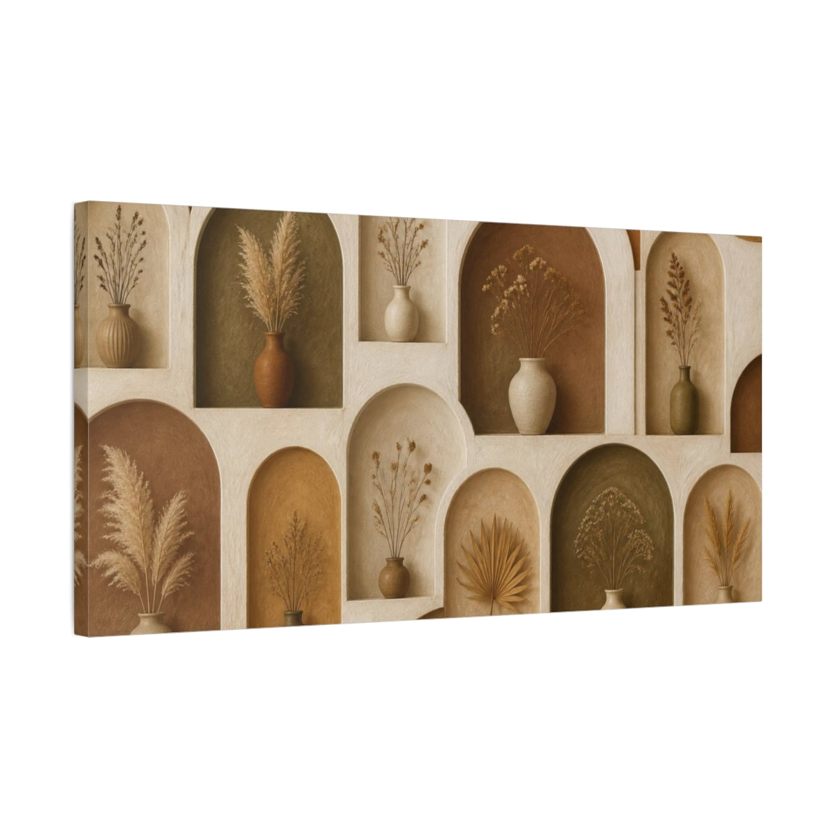 Side Mockup 1. Boho Dried Stem Niches shown as canvas print