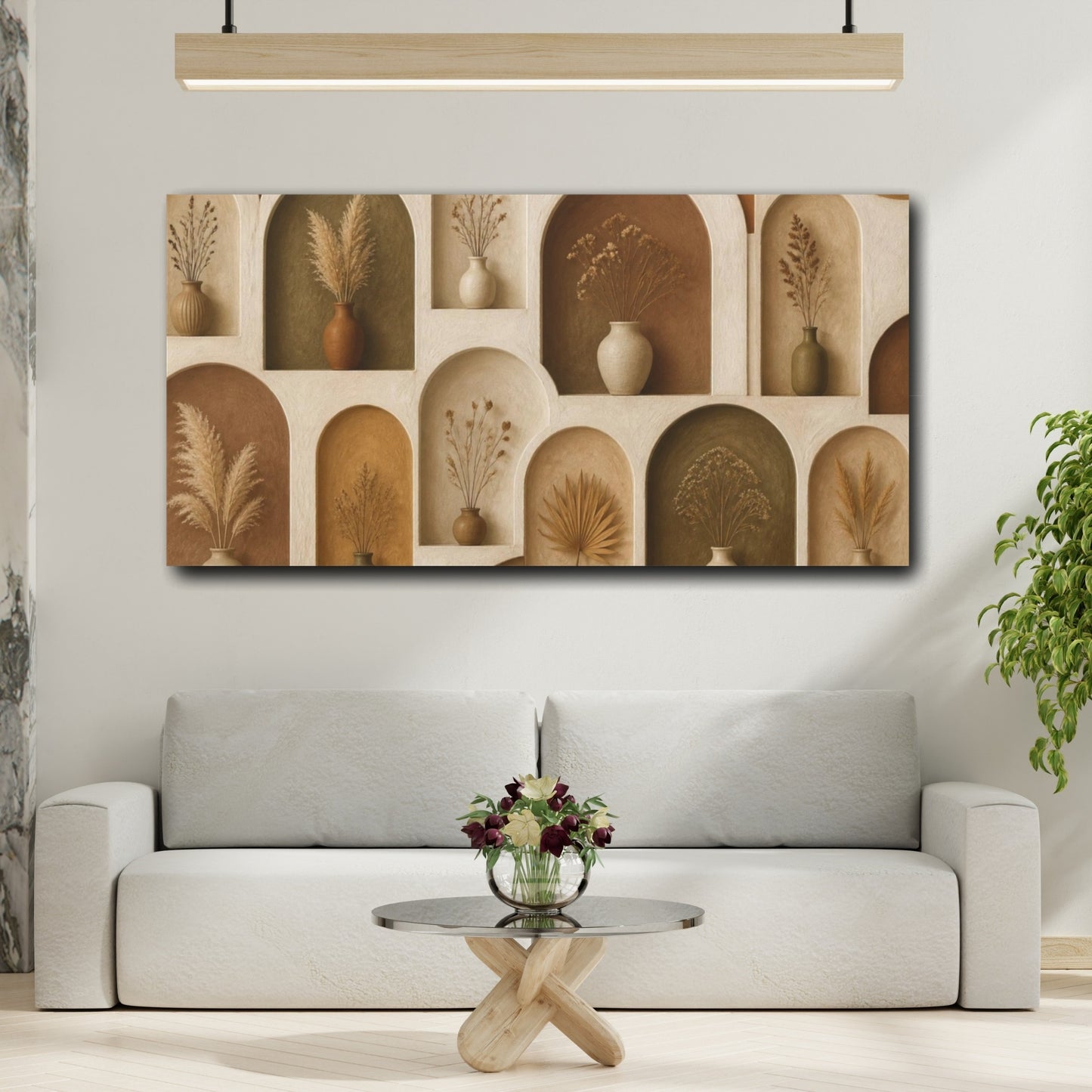 Mockup 2. Boho Dried Stem Niches shown as canvas print