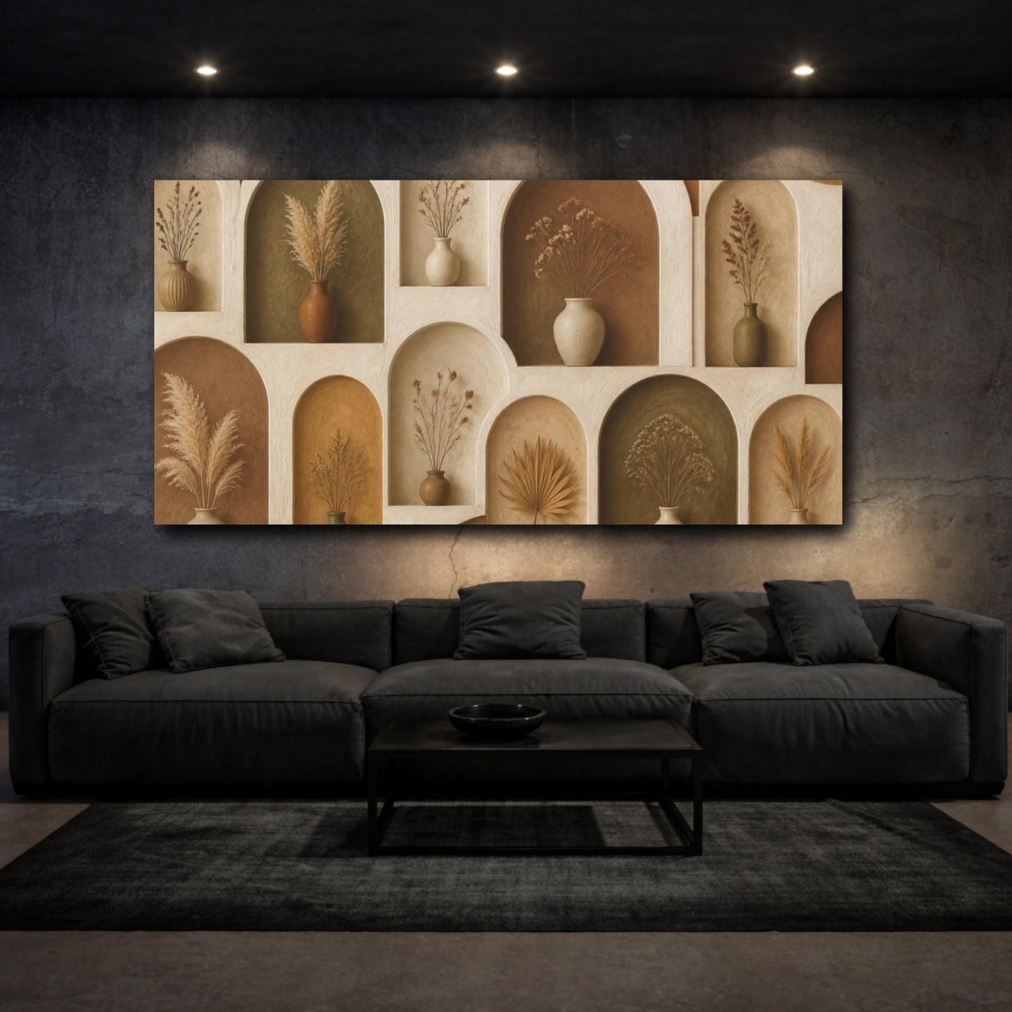 Mockup 3. Boho Dried Stem Niches shown as canvas print