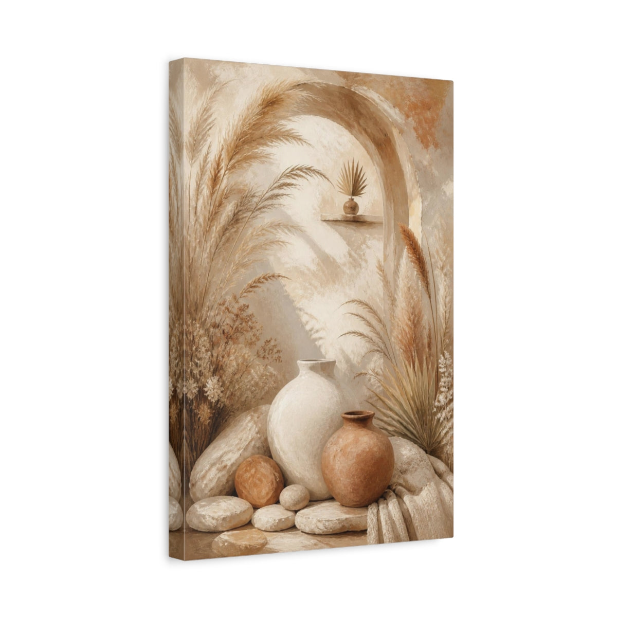Side Mockup 4. Boho Earthen Vases shown as canvas print