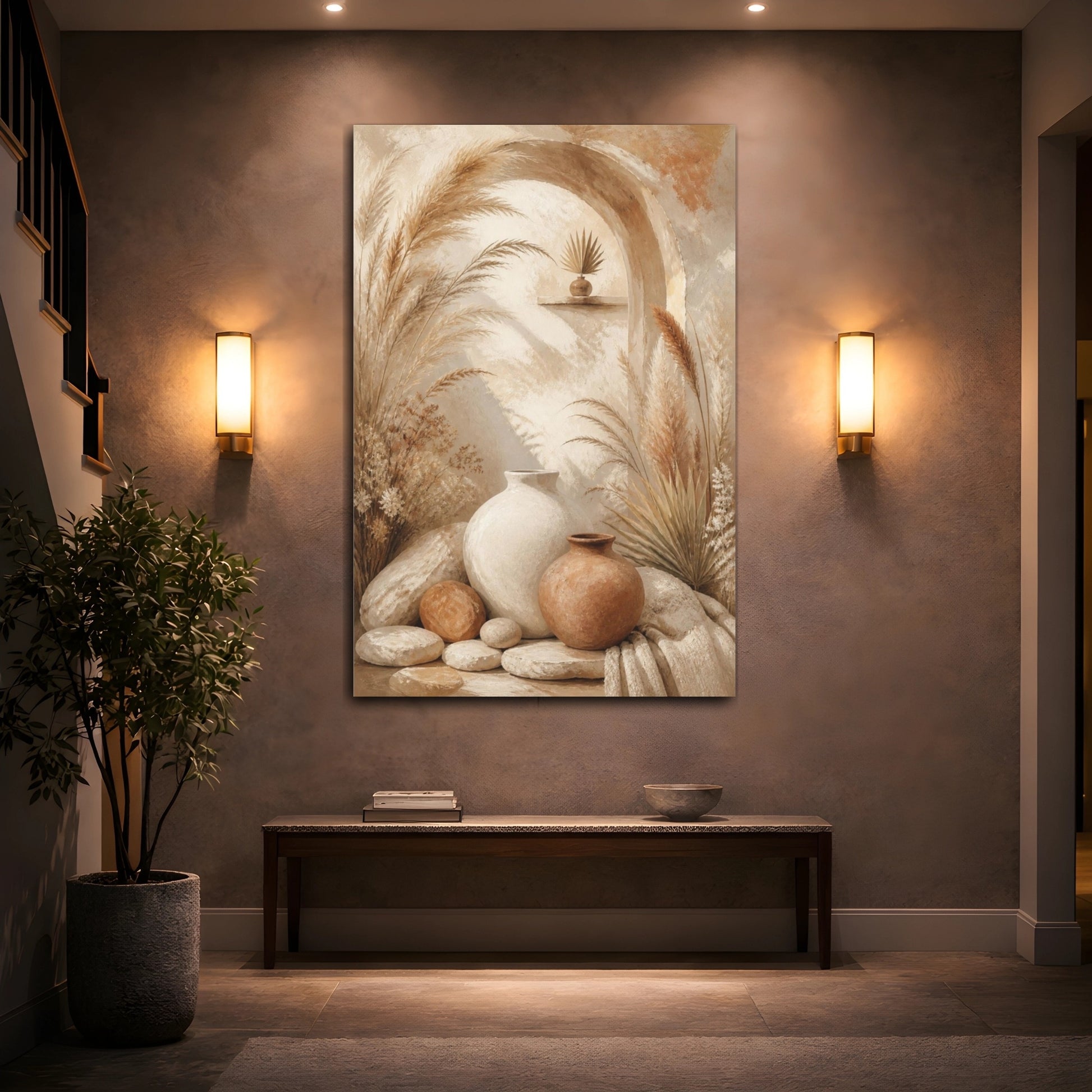 Mockup 2. Boho Earthen Vases shown as canvas print