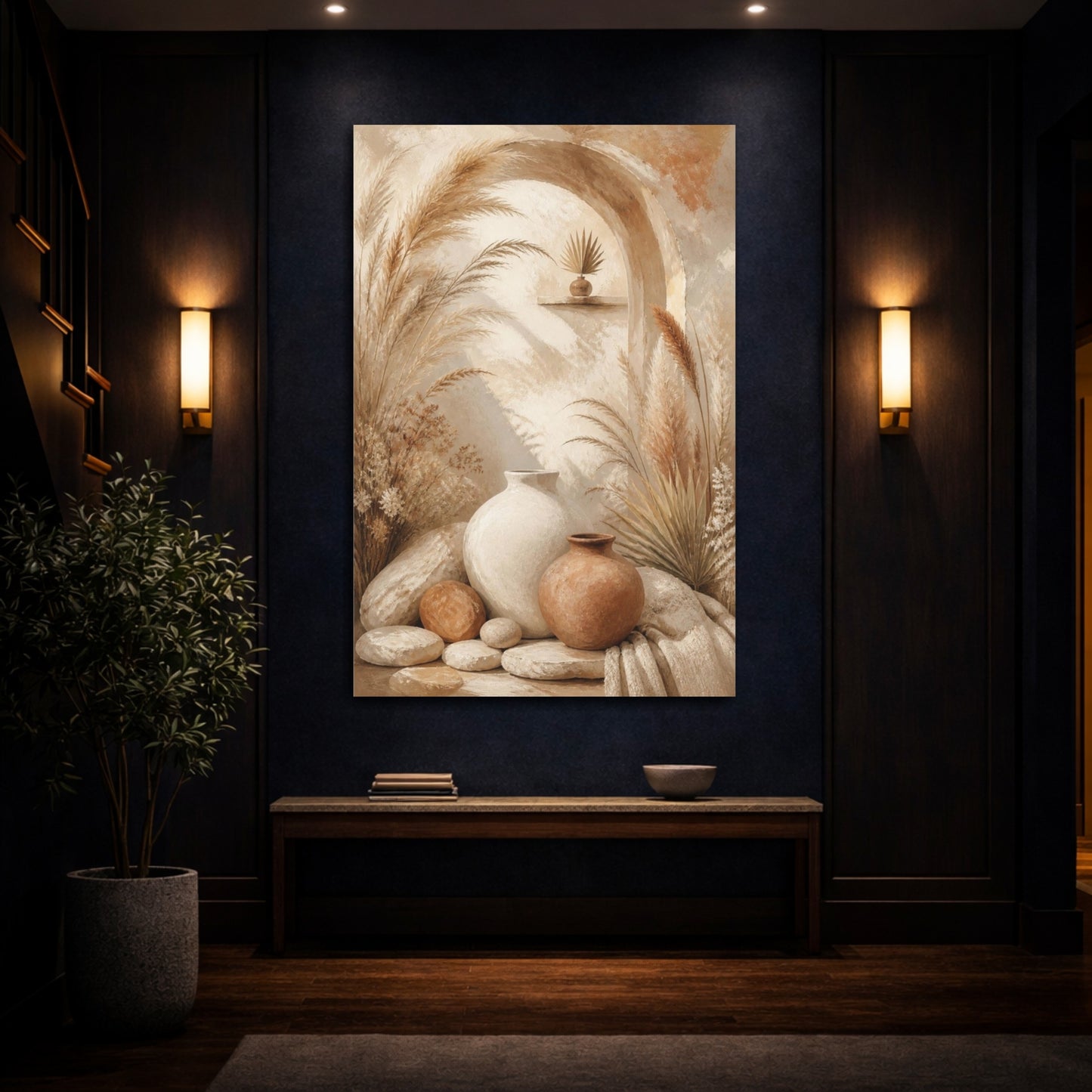 Mockup 4. Boho Earthen Vases shown as canvas print