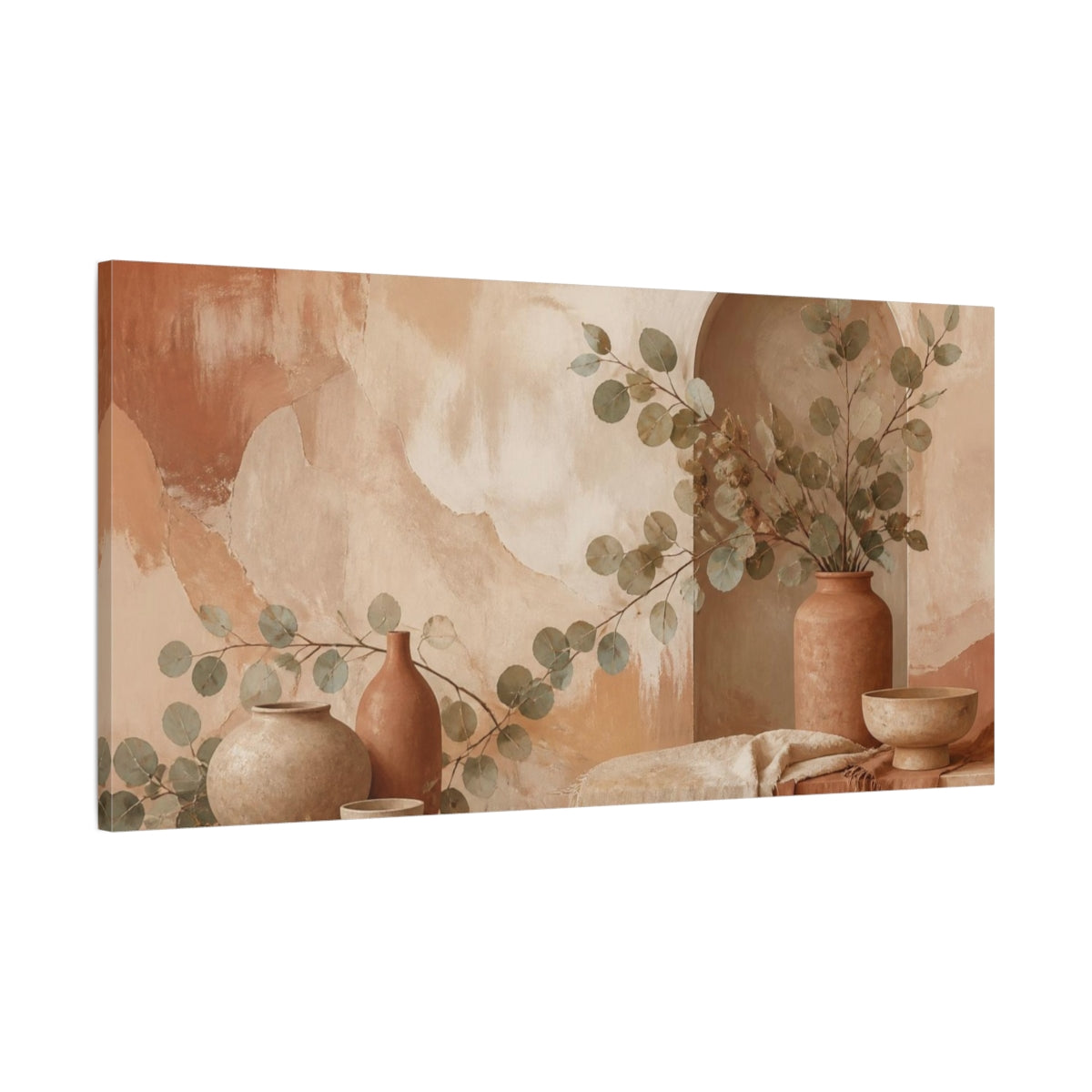 Main Mockup. Boho Eucalyptus Alcove shown as canvas print